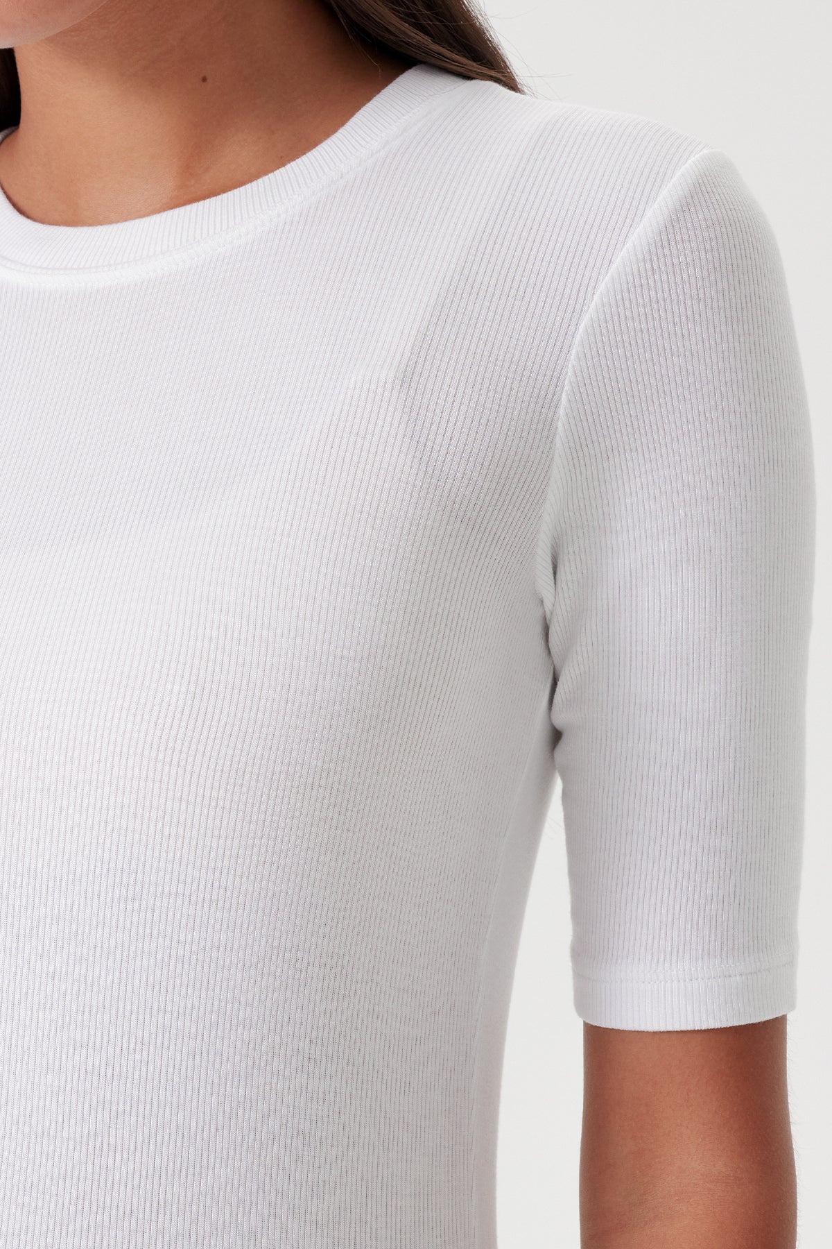 Half Sleeve Ribbed Tee - Goldie LeWinter #color_white