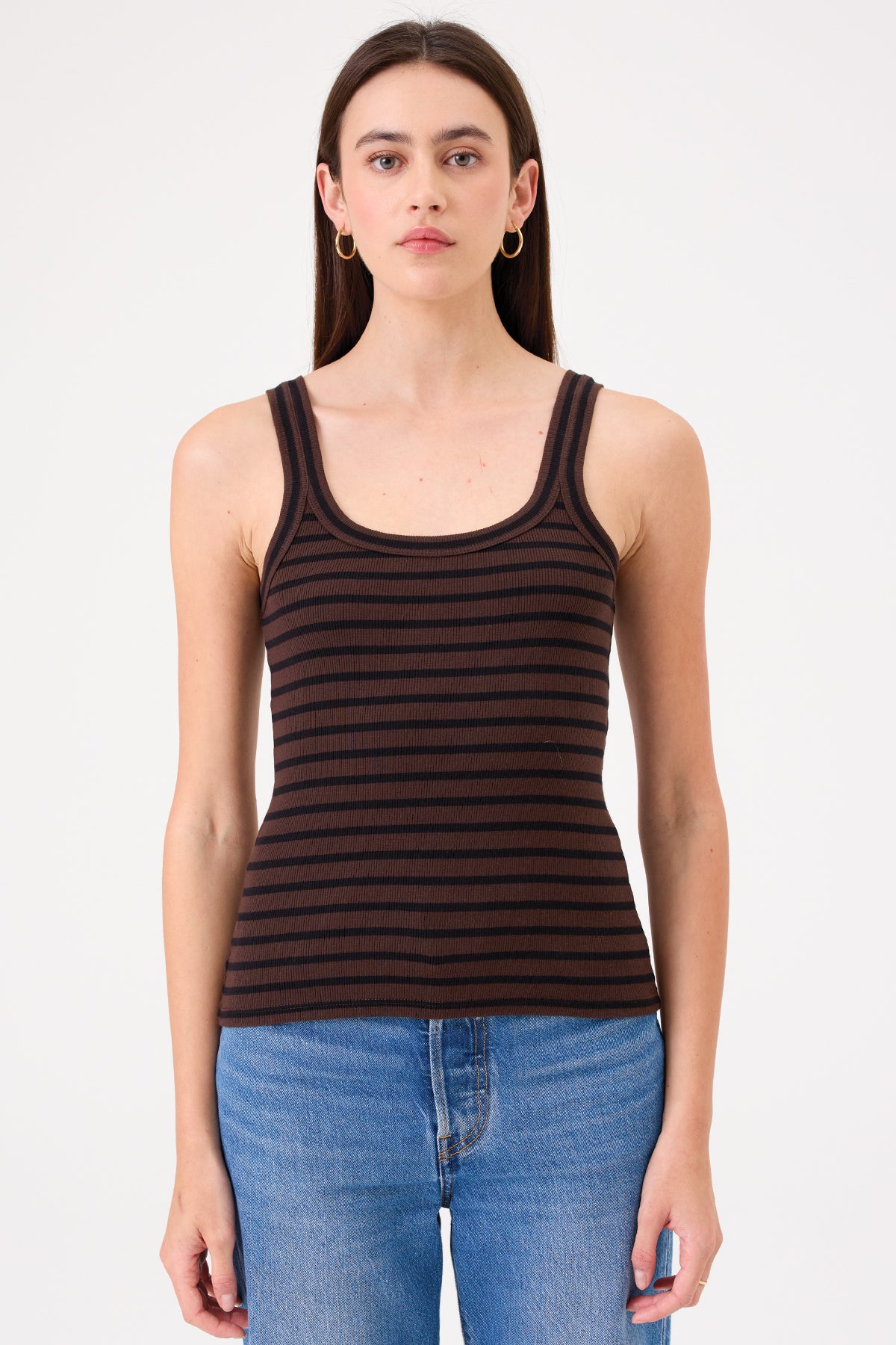 Angeline Striped Tank - Goldie LeWinter #color_coffee - limited edition