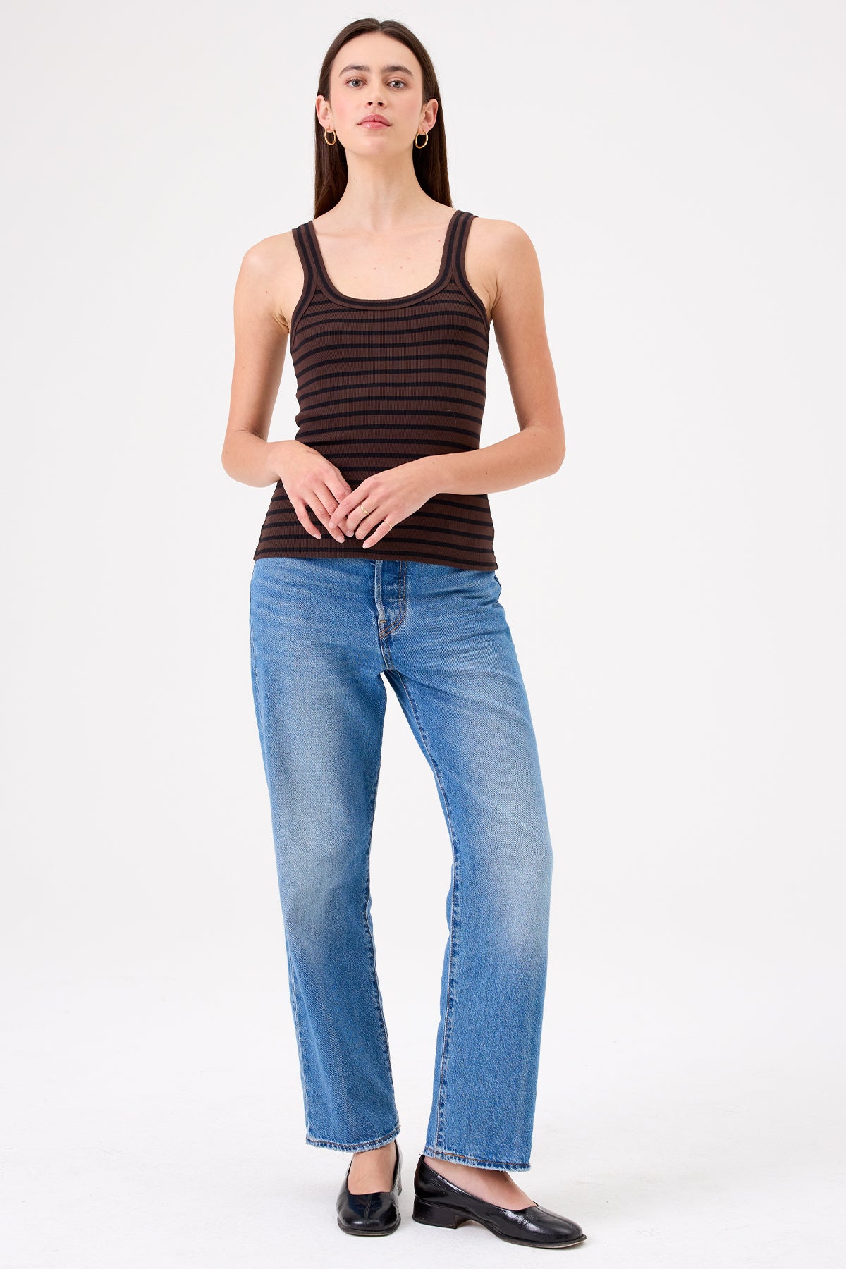 Angeline Striped Tank - Goldie LeWinter #color_coffee - limited edition