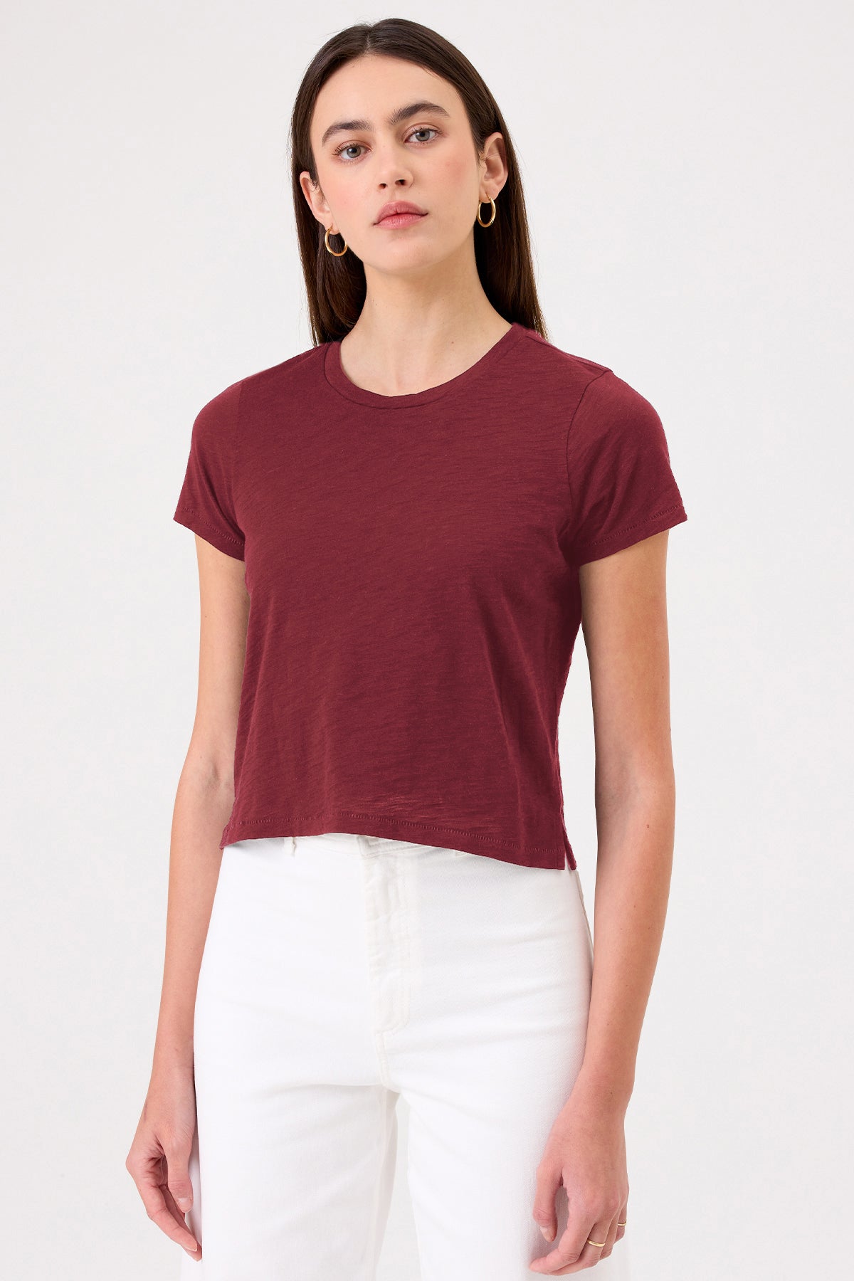 Cropped Boy Tee - Goldie LeWinter #color_bordeaux - limited edition