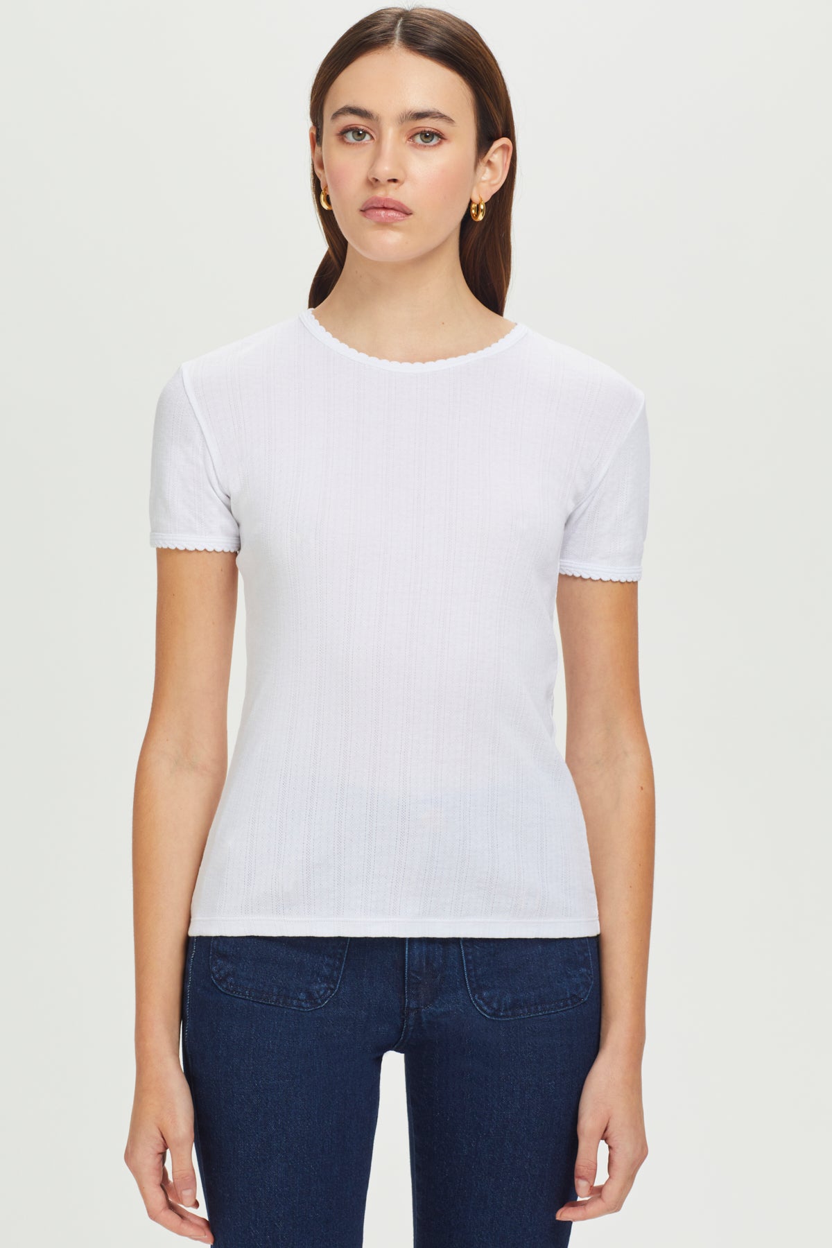Topshop long sleeve lace pointelle T-shirt in lilac