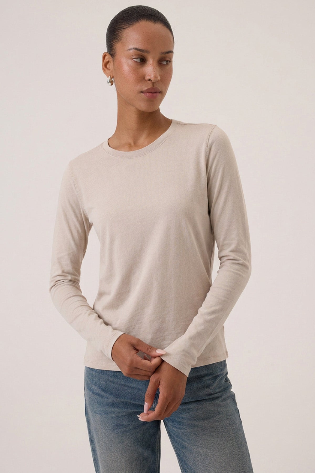 Quinn Organic Long Sleeve Tee - Goldie LeWinter #color_stone