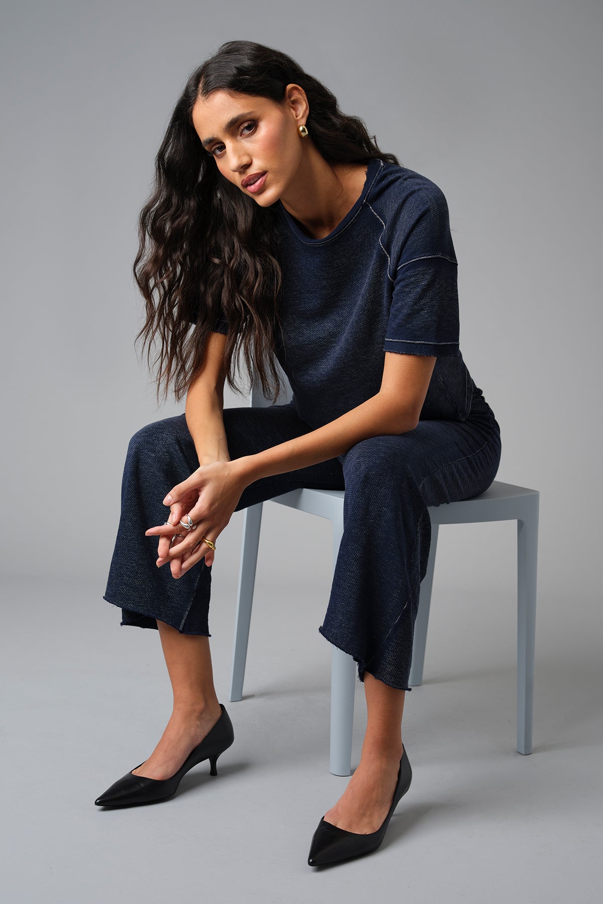 Denim Wash Crop Sweatpant