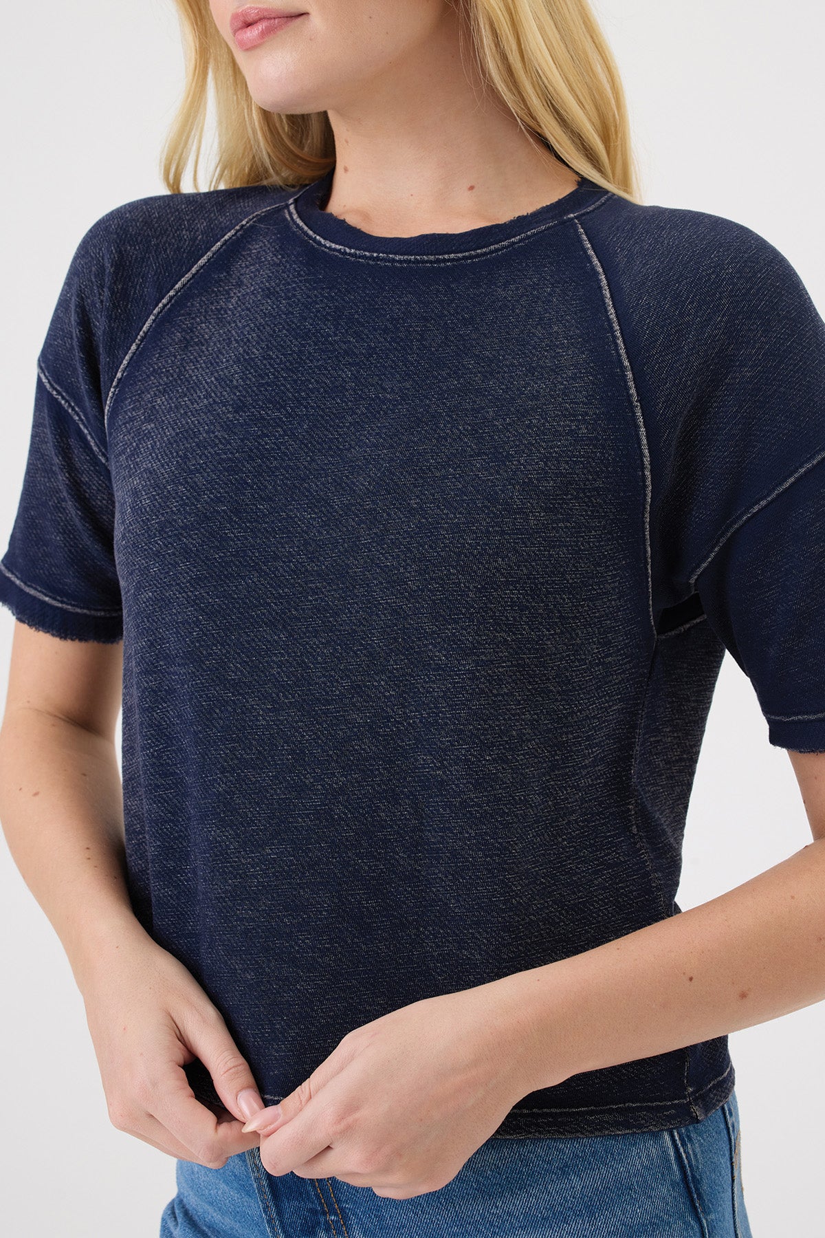 Denim Wash Raglan Top