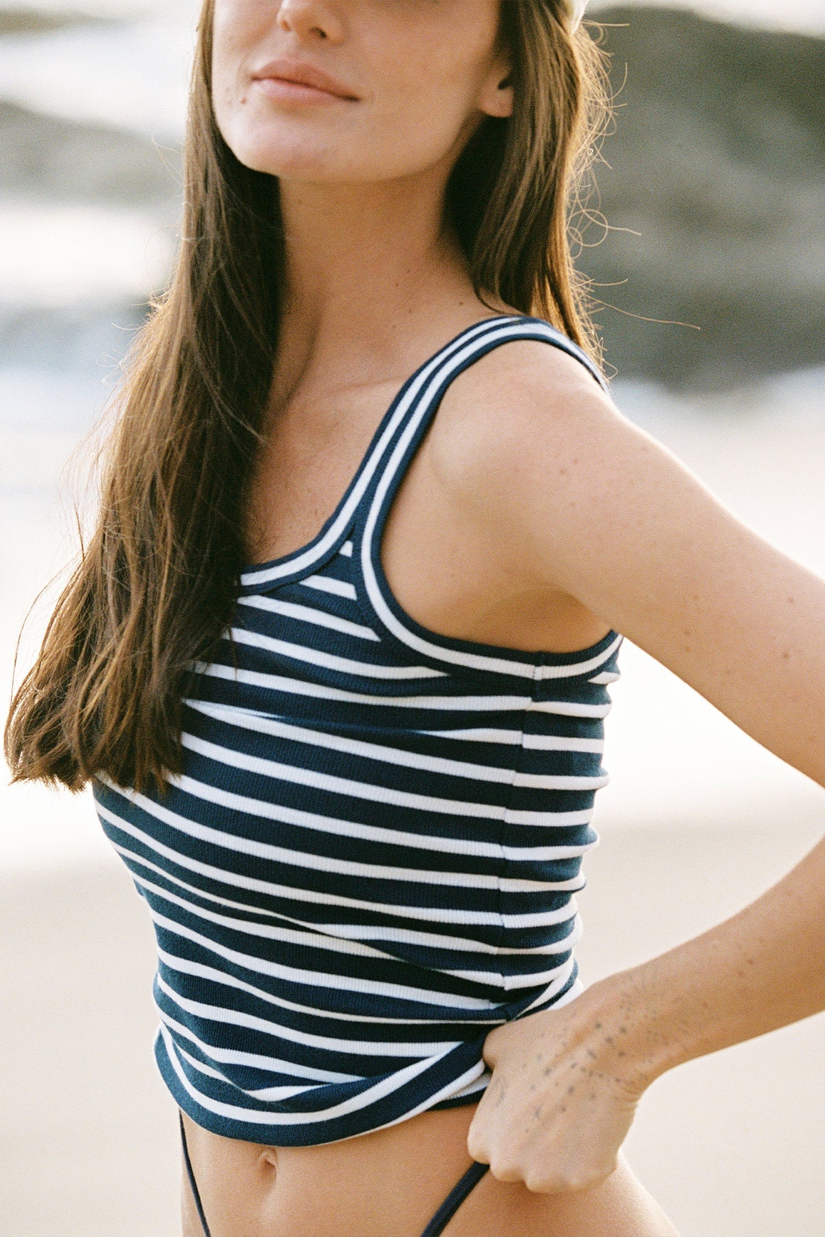 Angeline Striped Tank - Goldie LeWinter #color_estate / white