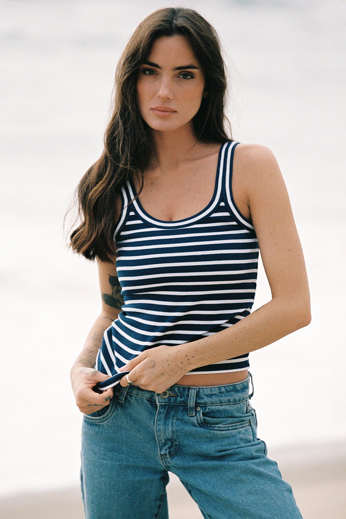 Angeline Striped Tank - Goldie LeWinter #color_estate / white