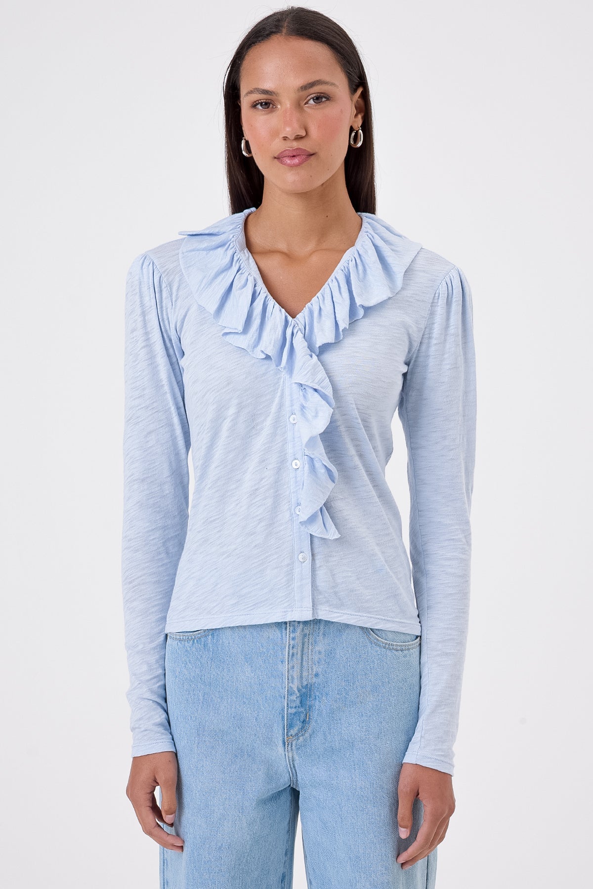 Ariana Ruffle Shirt - Goldie LeWinter #color_bluebell - limited edition
