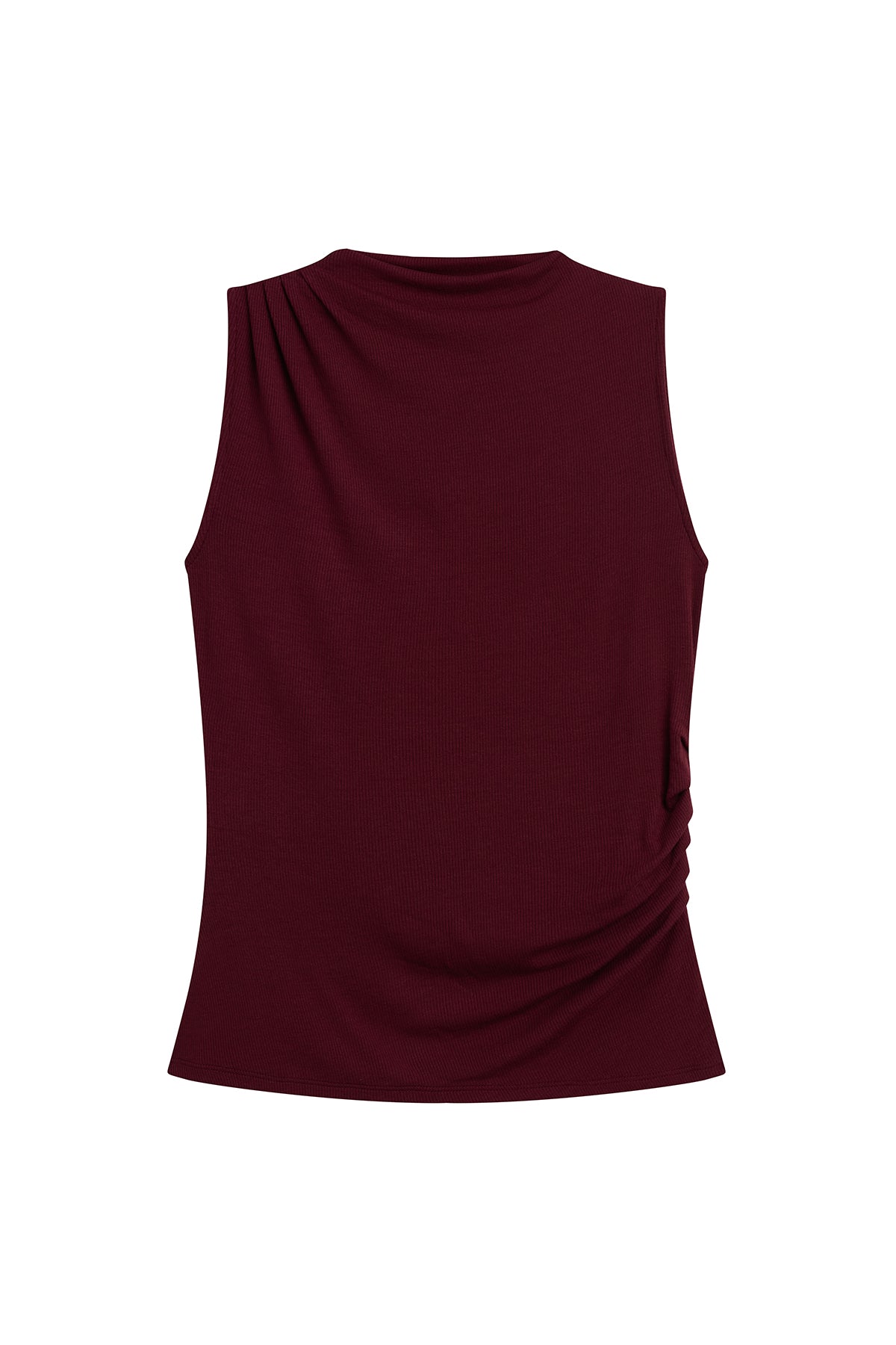 Athena Ribbed Draped Shell - Goldie LeWinter #color_bordeaux - limited edition