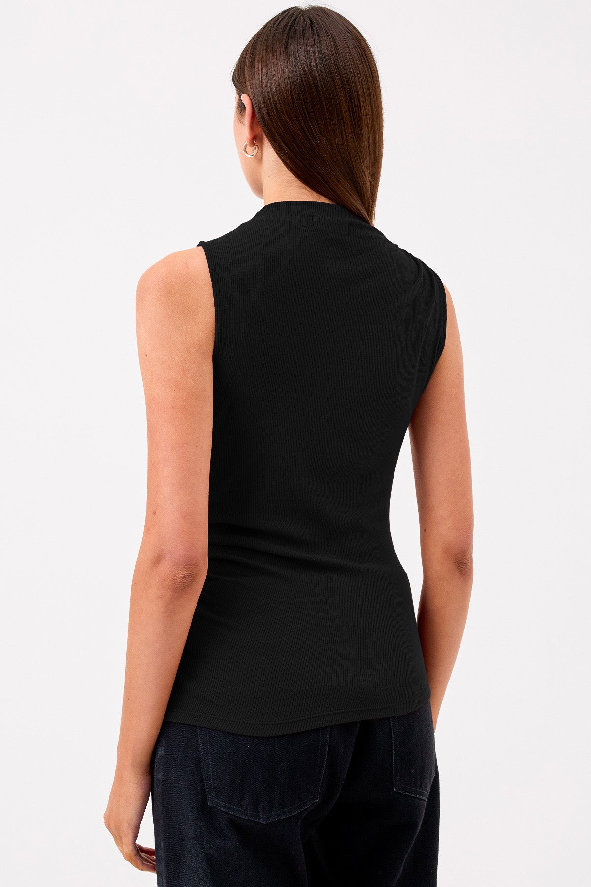 Athena Ribbed Draped Shell - Goldie LeWinter #color_black