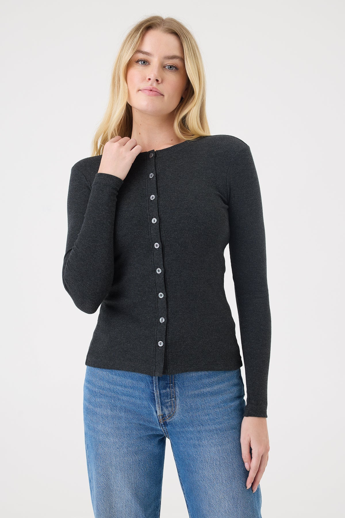 Audrey Cardigan - Goldie LeWinter #color_charcoal heather