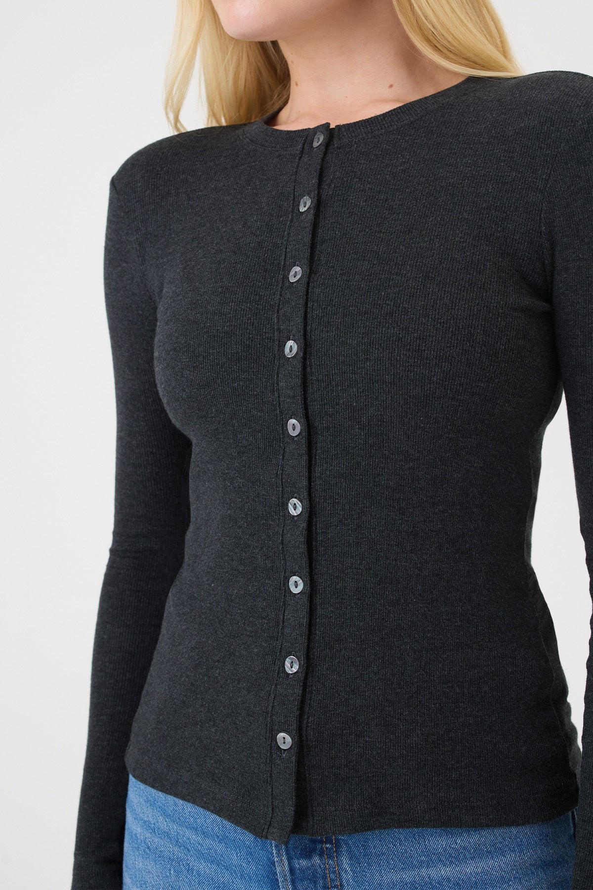 Audrey Cardigan - Goldie LeWinter #color_charcoal heather