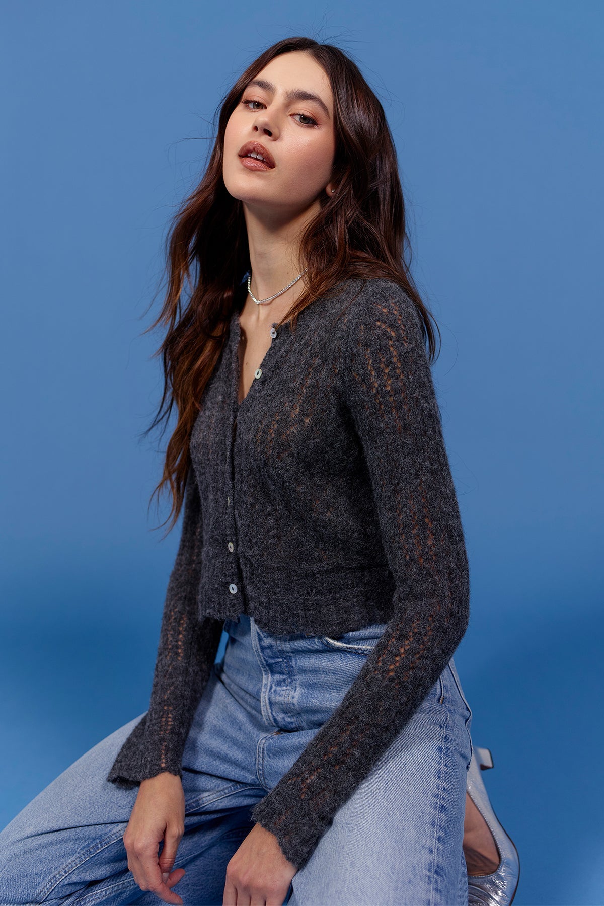 Aurora Cardigan - Goldie LeWinter #color_charcoal heather