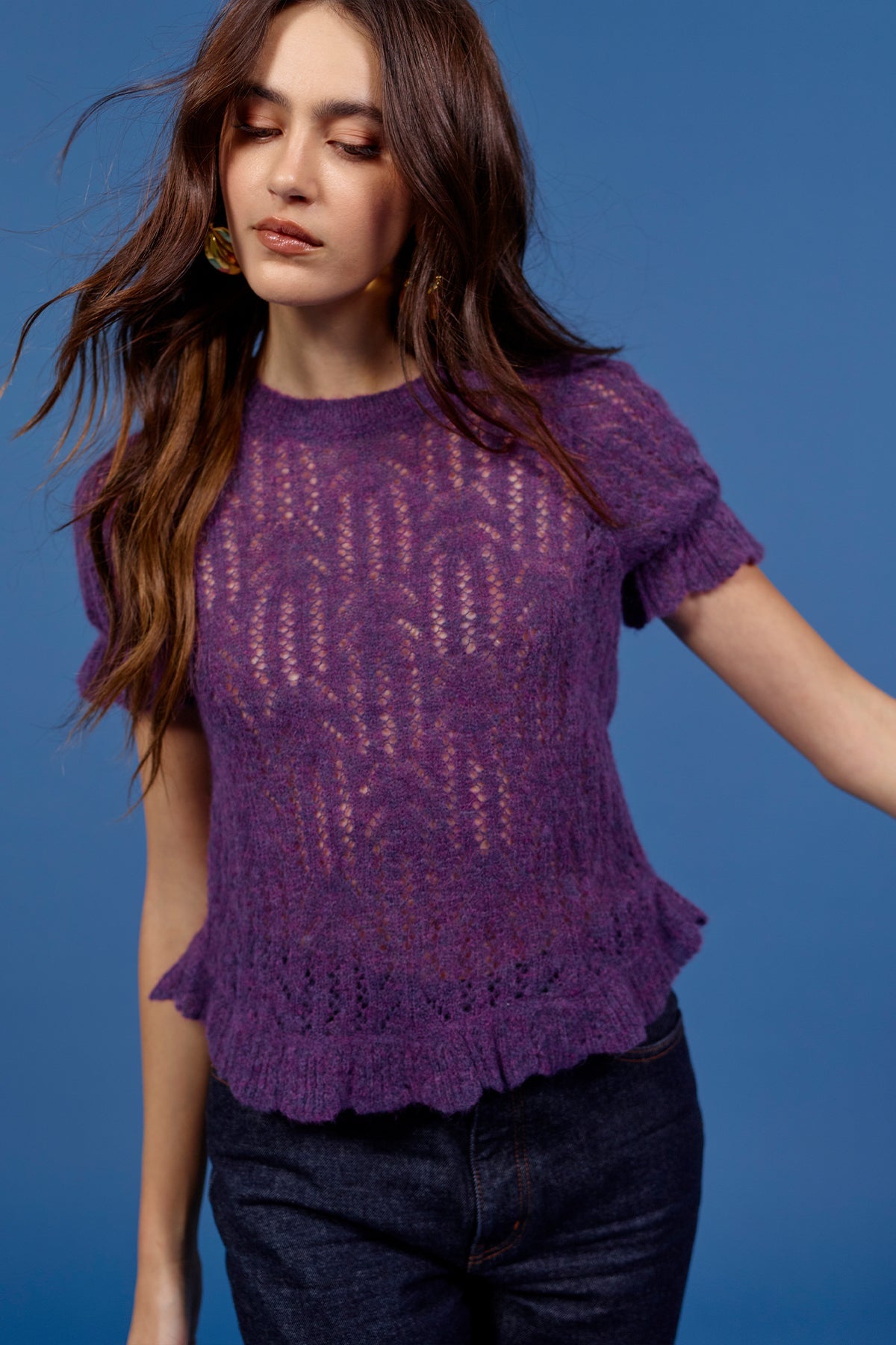 Aurora Puff Sleeve Sweater - Goldie LeWinter #color_violet multi