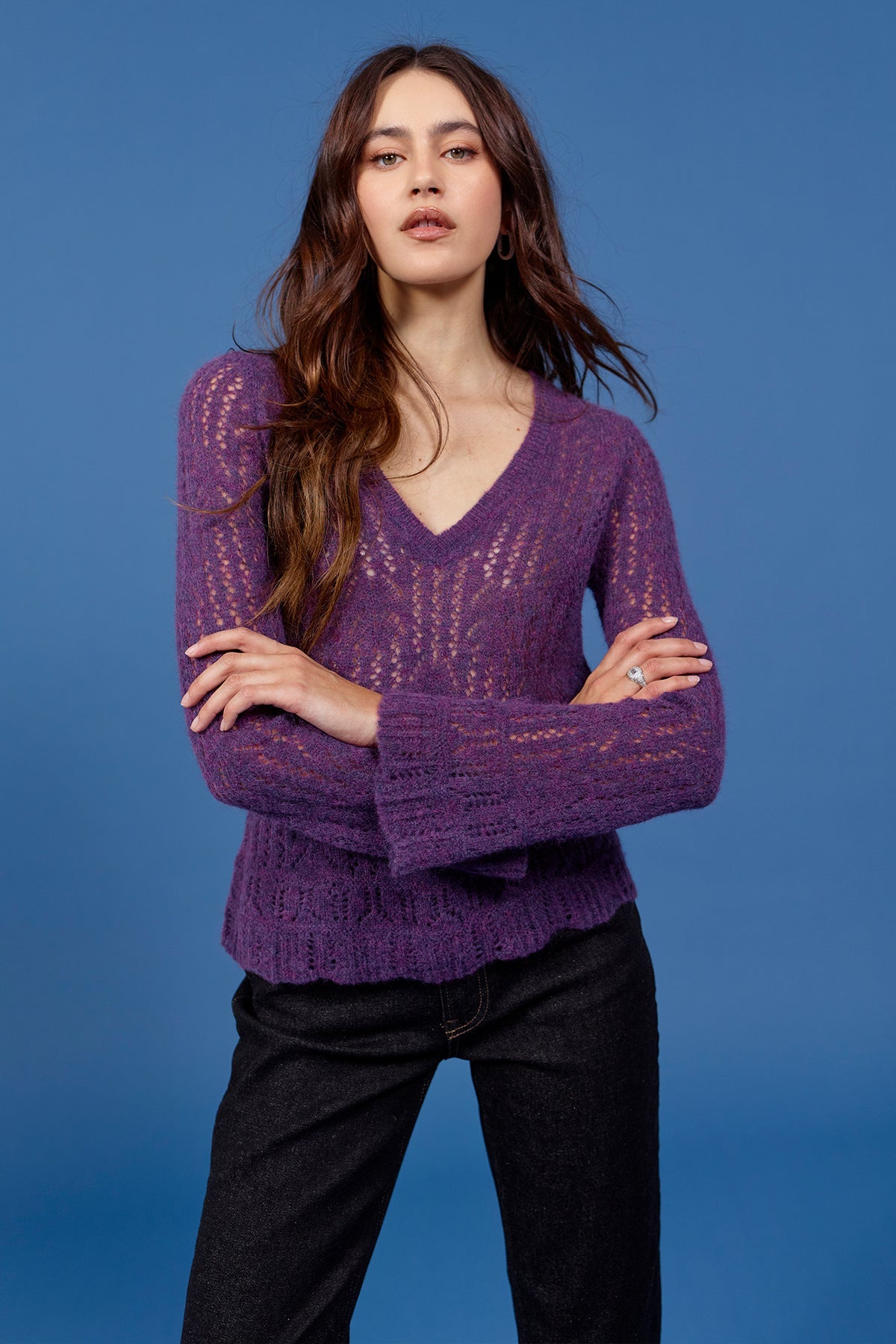Aurora V Neck Sweater - Goldie LeWinter #color_violet multi