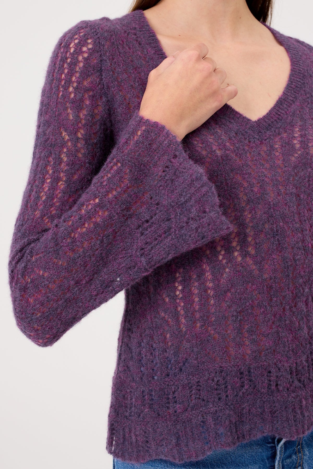 Aurora V Neck Sweater - Goldie LeWinter #color_violet multi
