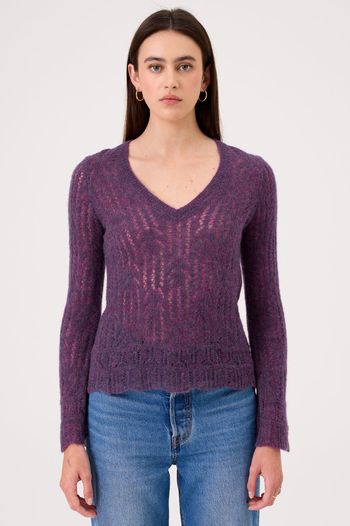Aurora V Neck Sweater - Goldie LeWinter #color_violet multi