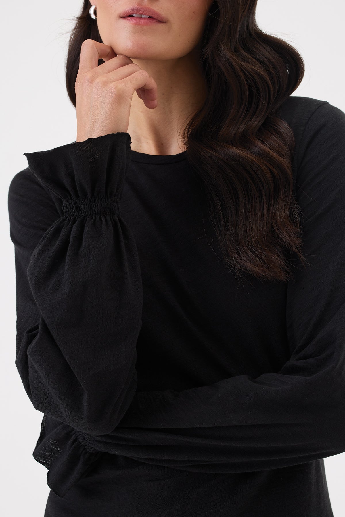 Bishop Sleeve Blouse - Goldie LeWinter #color_black
