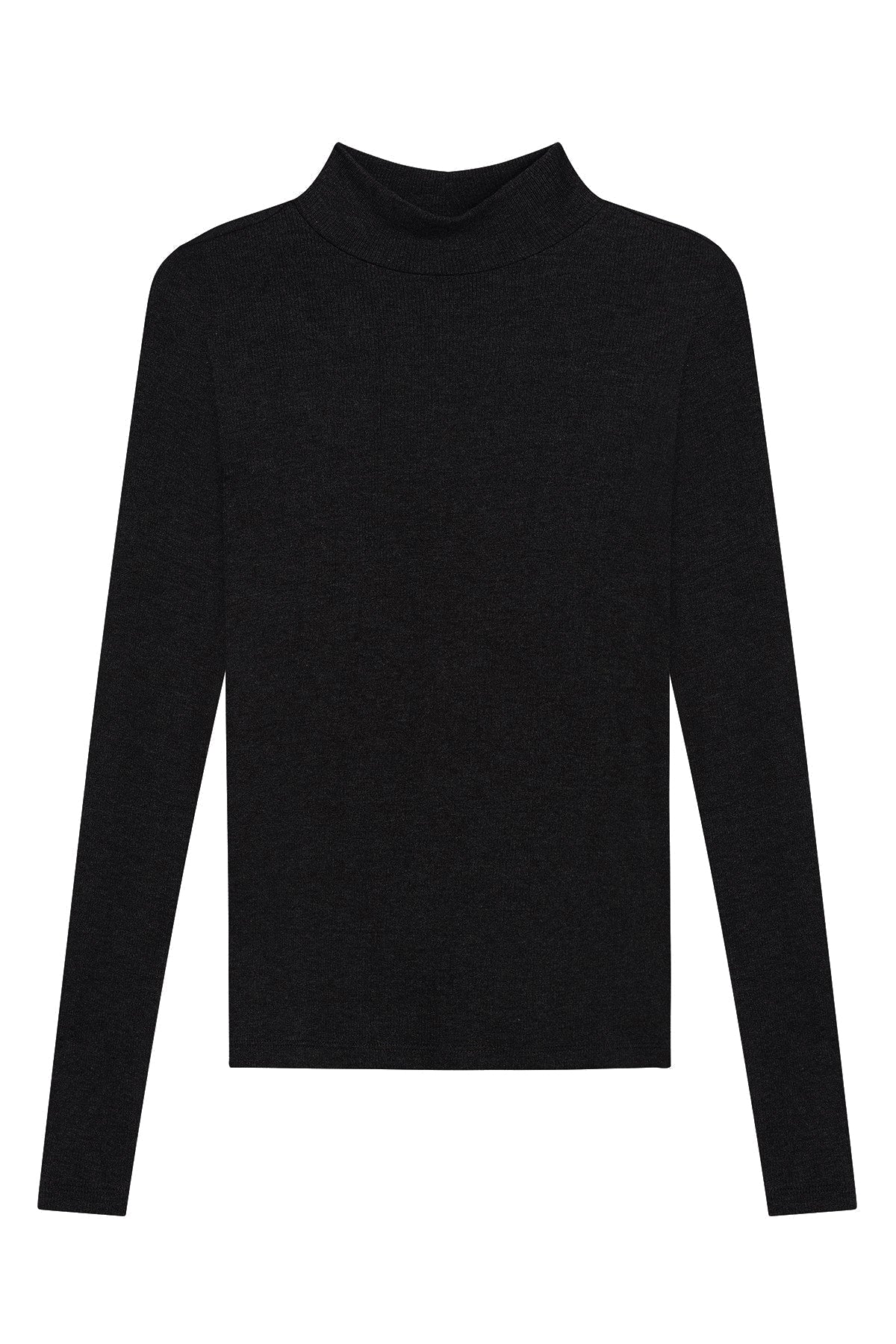 Ribbed Long Sleeve Mock Tee - Goldie LeWinter #color_black