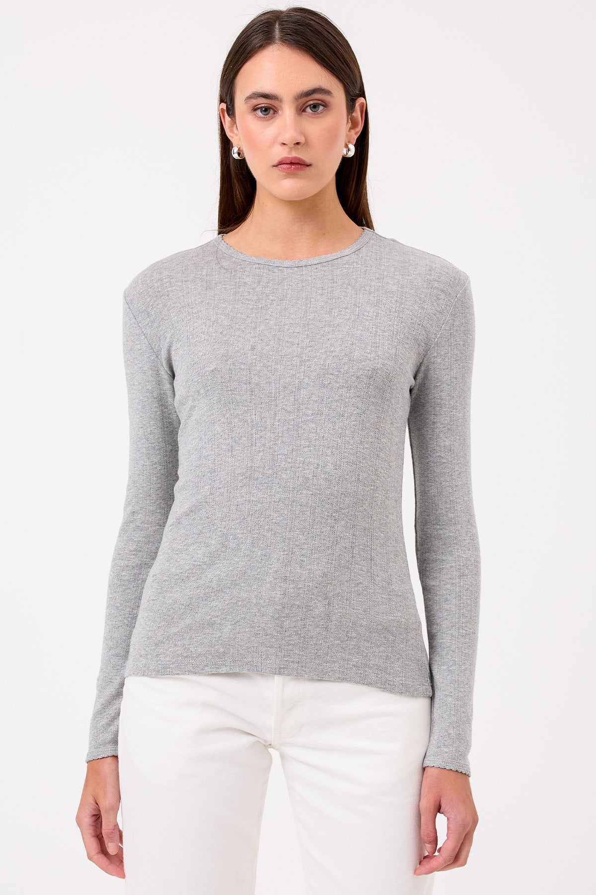 Blaire Pointelle Top - Goldie LeWinter #color_gray heather