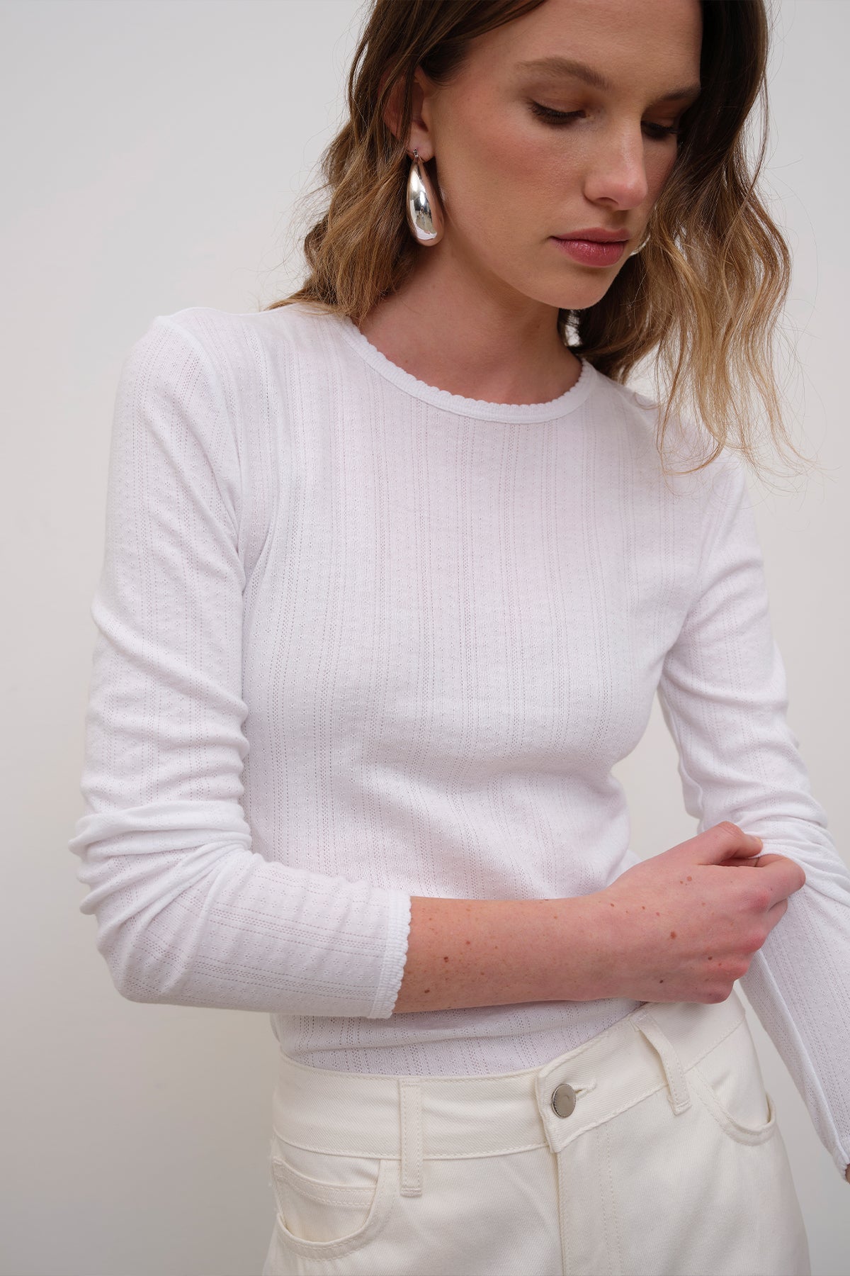 Blaire Pointelle Top - Goldie LeWinter #color_white