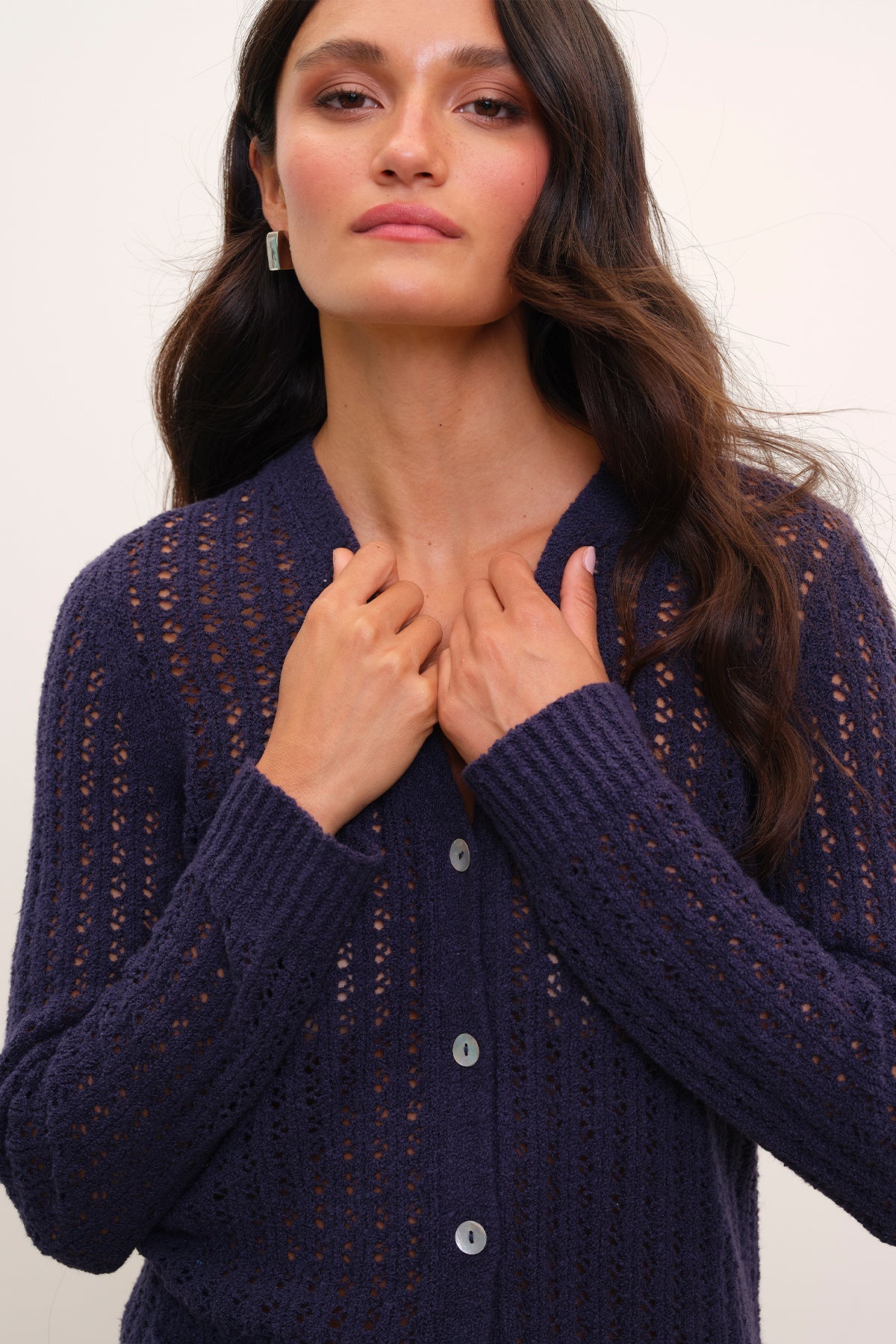 Blake Bouclé Cardigan - Goldie LeWinter #color_navy