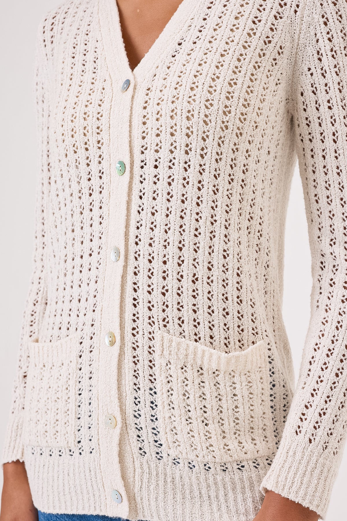 Blake Bouclé Cardigan - Goldie LeWinter #color_white sand