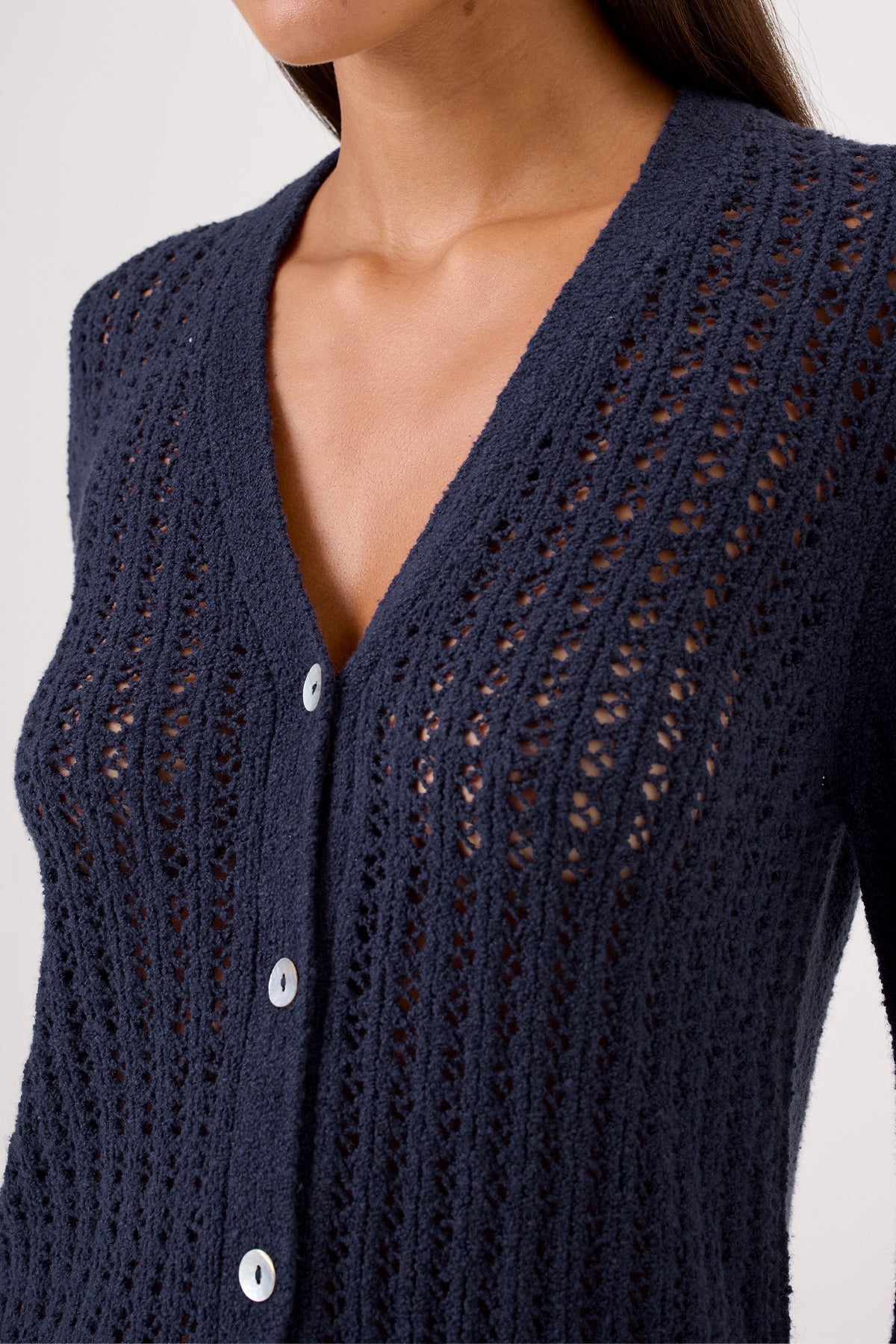 Blake Bouclé Cardigan - Goldie LeWinter #color_navy