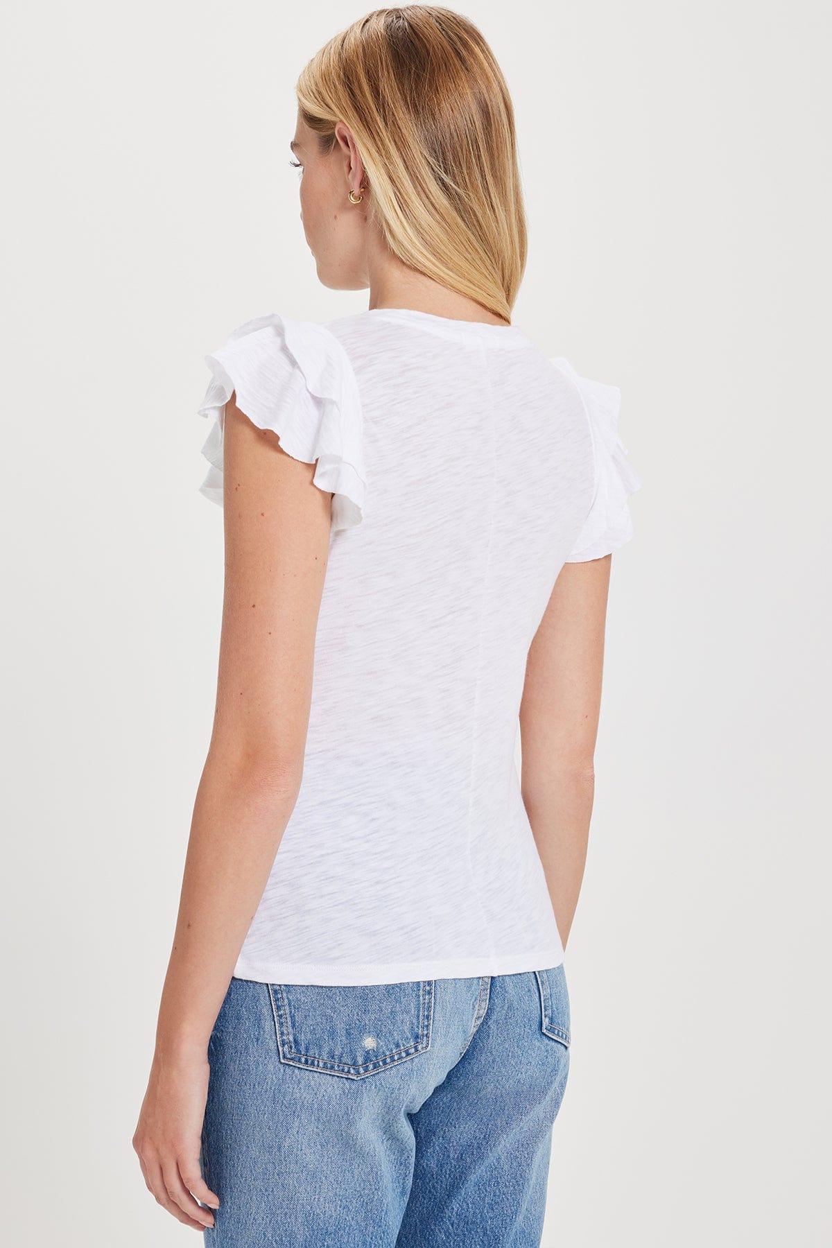 Celeste Ruffle Sleeve Tee - Goldie LeWinter #color_white