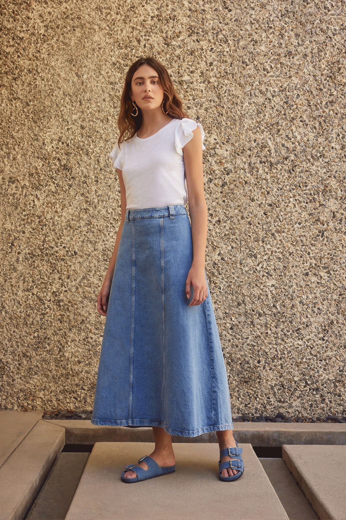 Celeste Ruffle Sleeve Tee - Goldie LeWinter #color_white