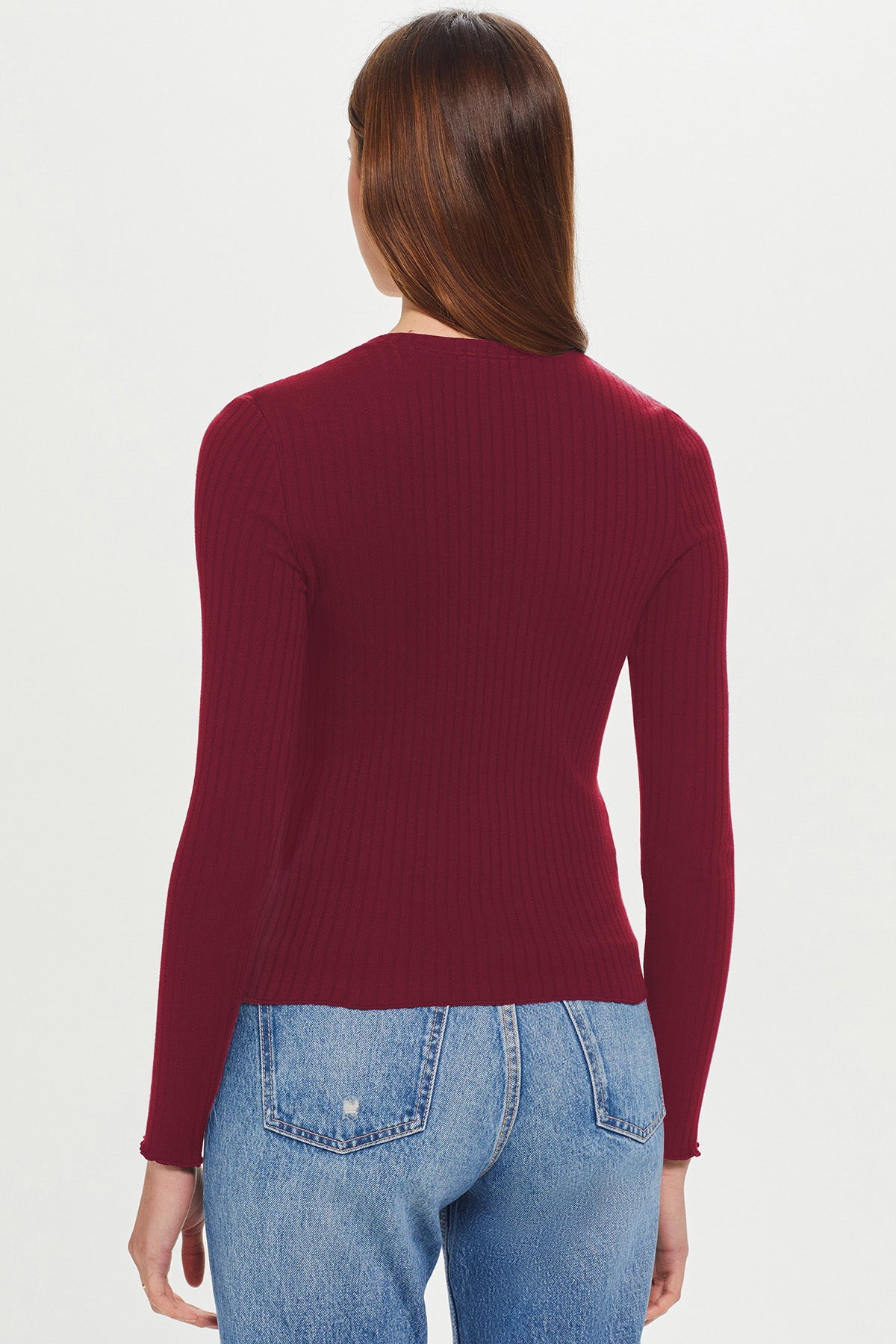 Chelsea V Neck Top - Goldie LeWinter #color_bordeaux - limited edition