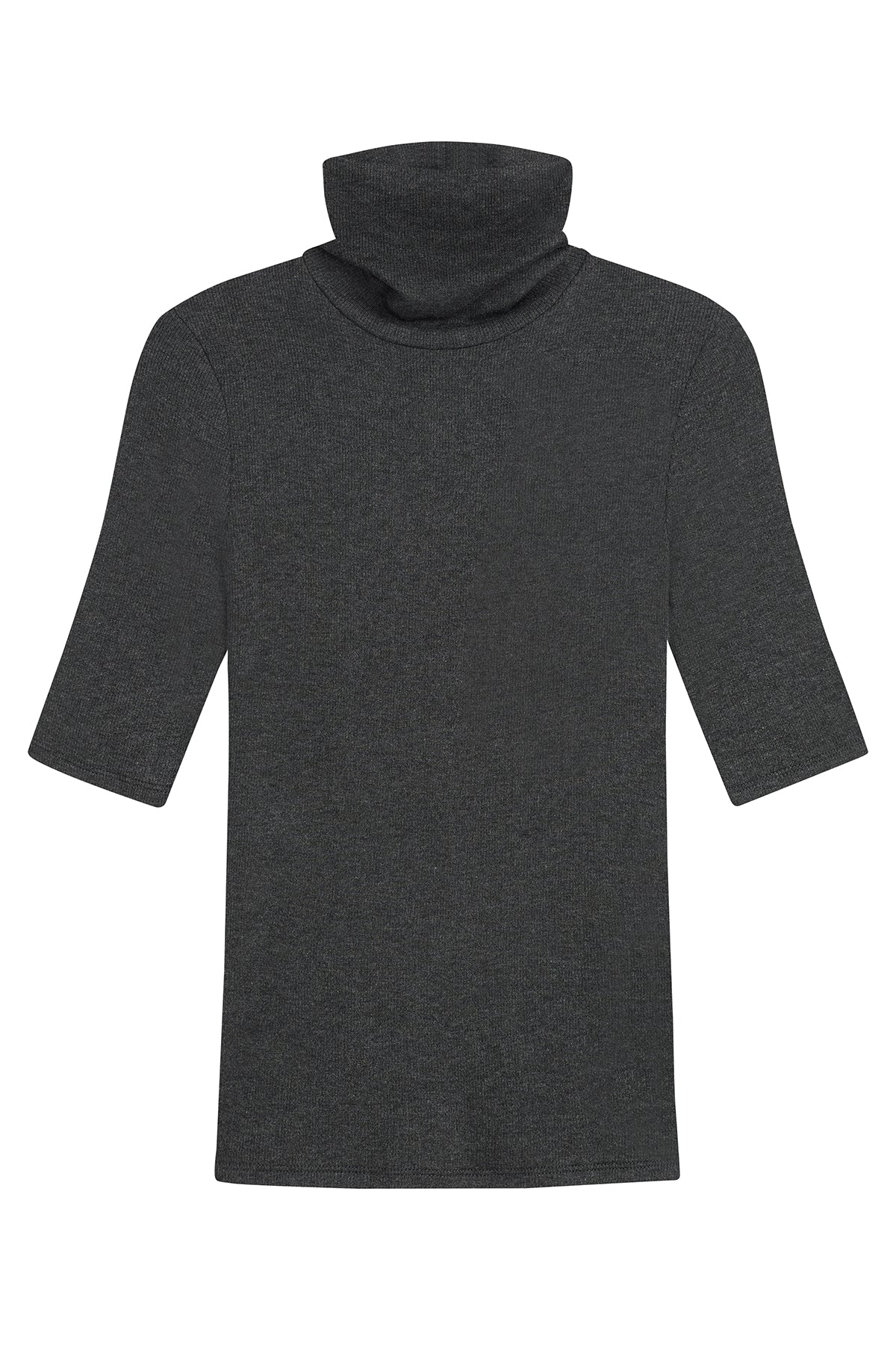 Ribbed Half Sleeve Turtleneck - Goldie LeWinter #color_charcoal heather