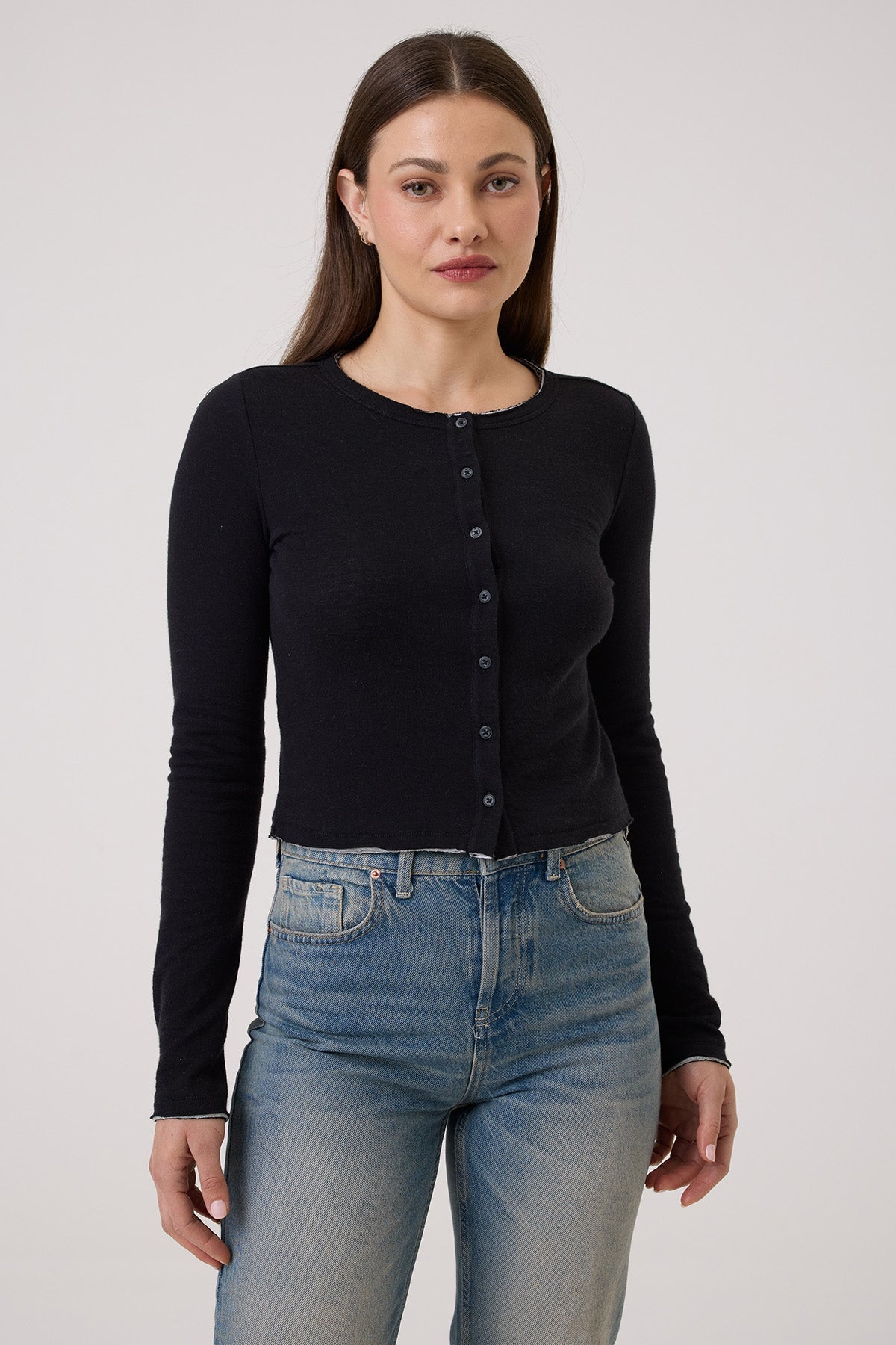 Chloe Cardigan - Goldie LeWinter #color_black / gray heather