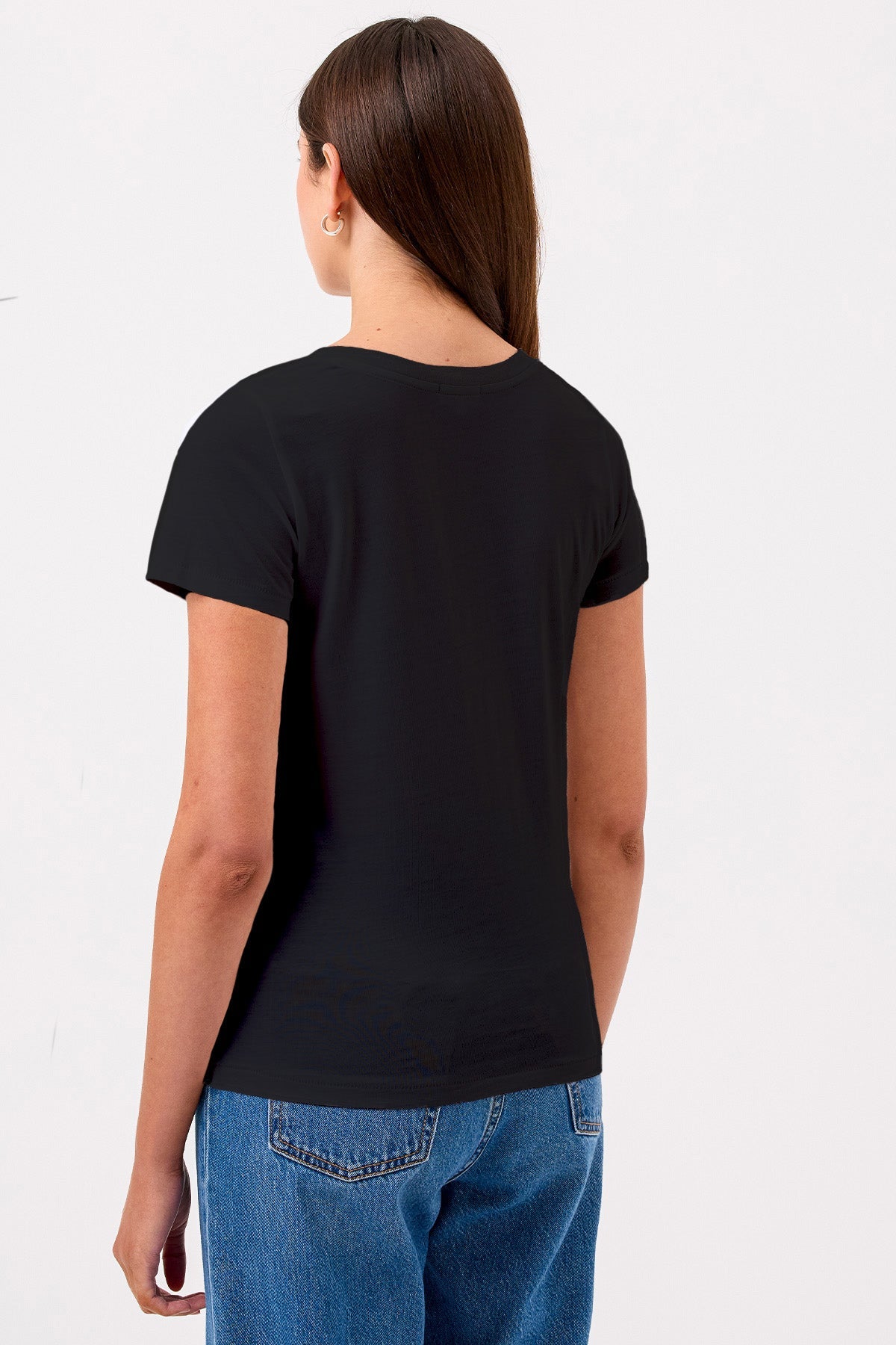 Cleo V Neck Tee - Goldie LeWinter #color_black