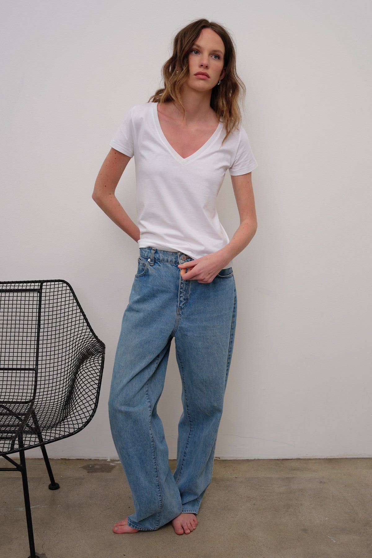 Cleo V Neck Tee - Goldie LeWinter #color_white