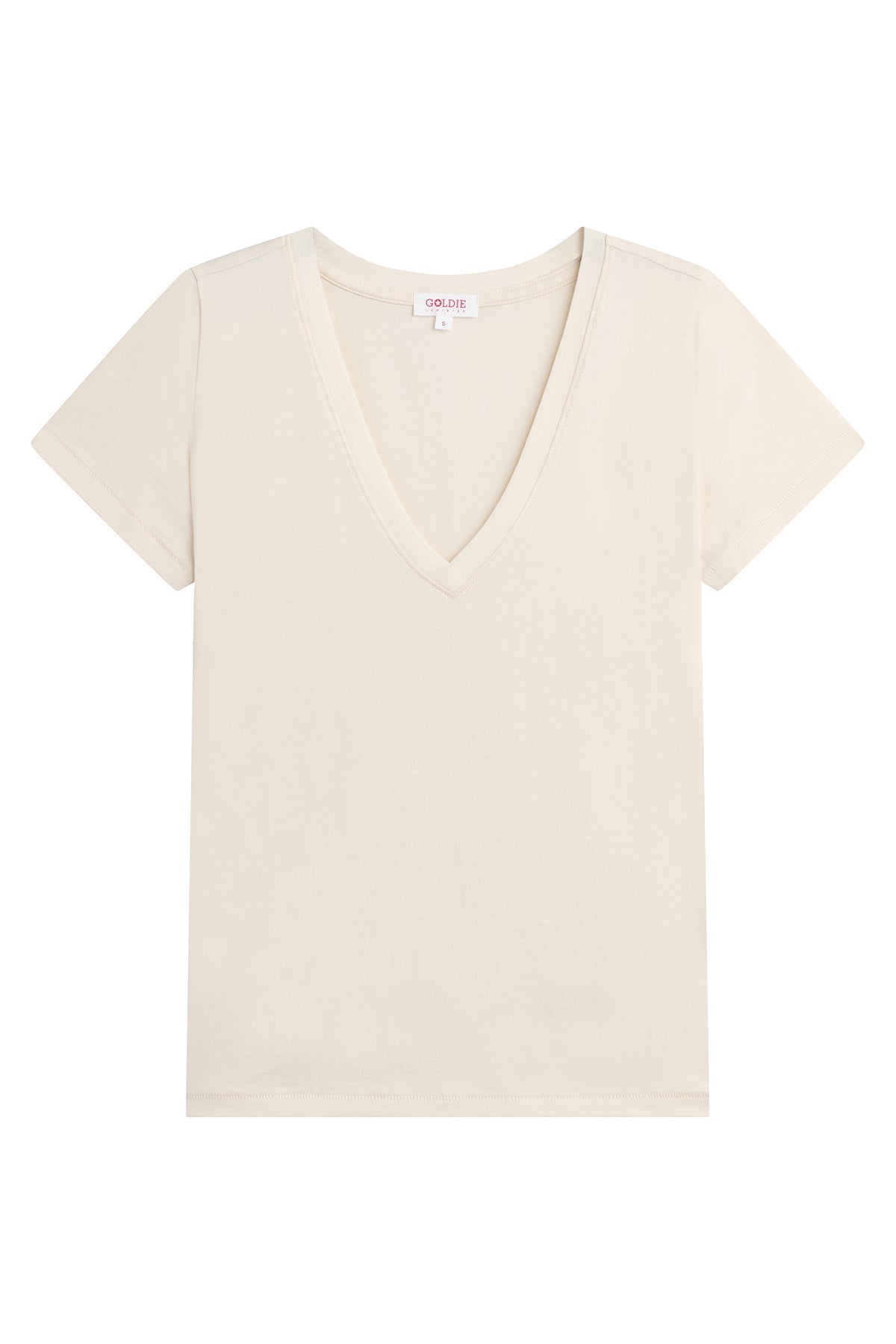 Cleo V Neck Tee - Goldie LeWinter #color_white sand