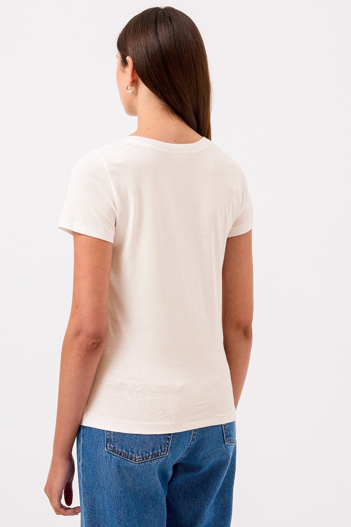 Cleo V Neck Tee - Goldie LeWinter #color_white sand