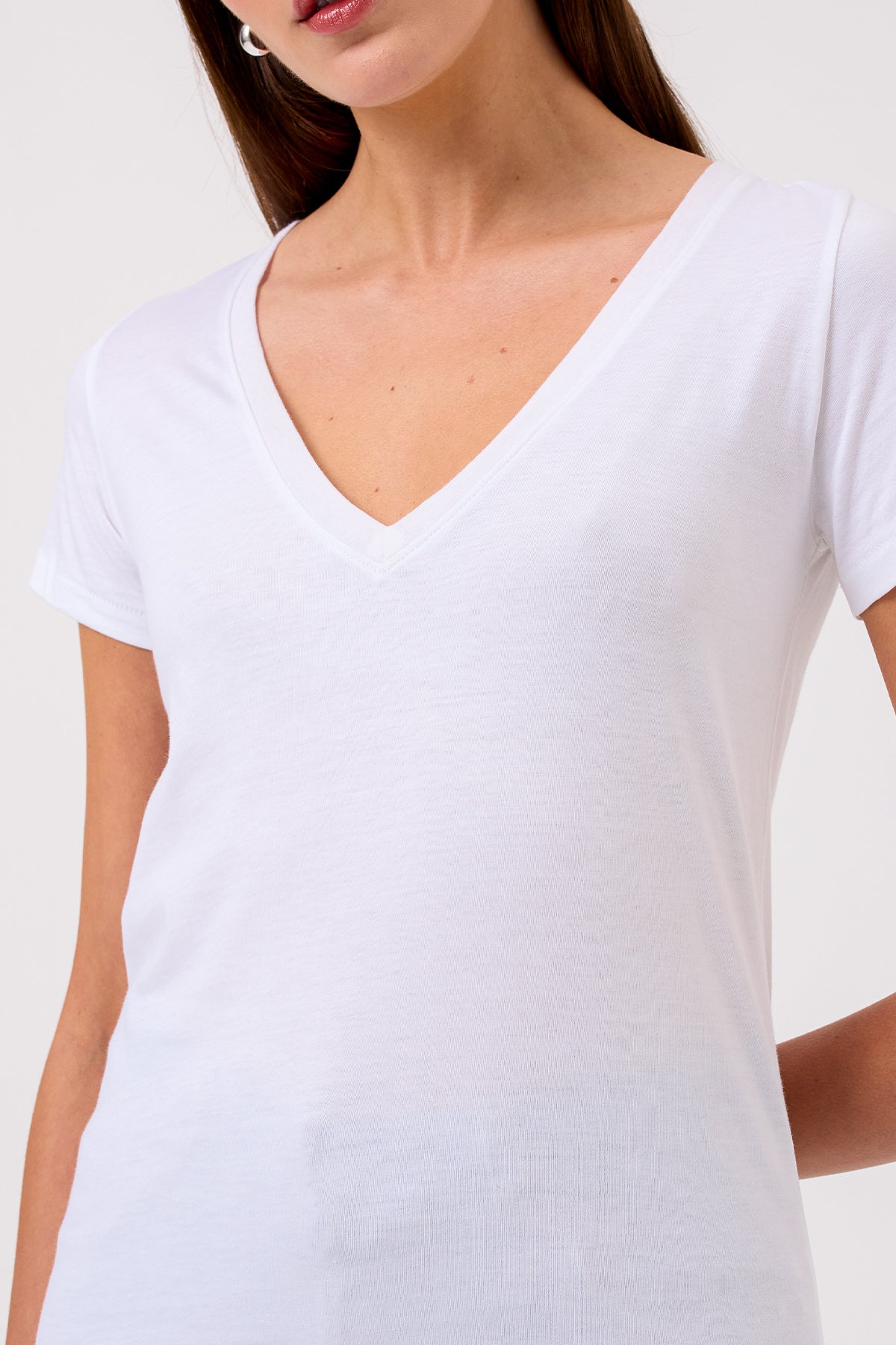 Cleo V Neck Tee - Goldie LeWinter #color_white