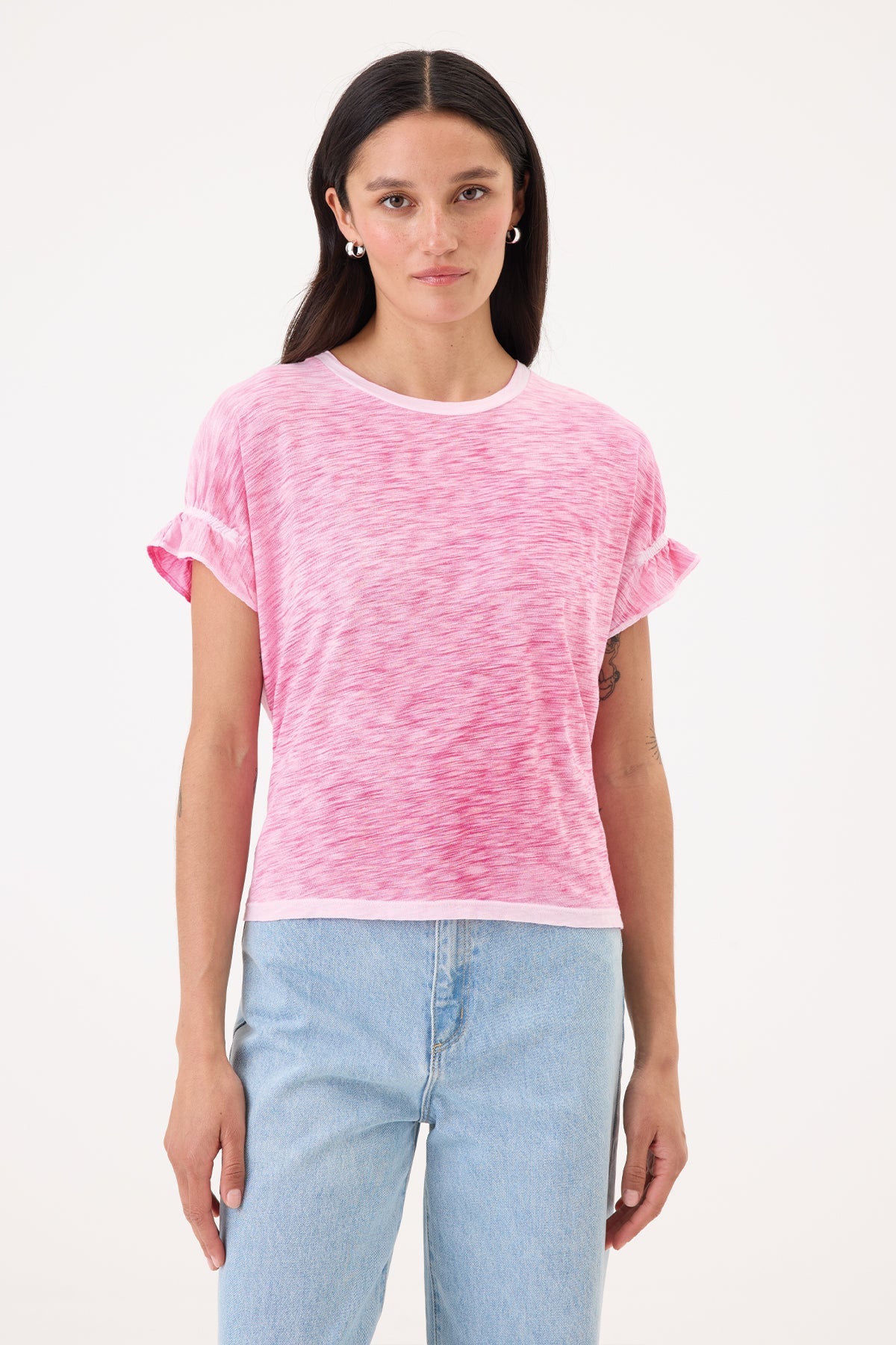 Coastal Sunwash Puff & Ruffle Sleeve Tee