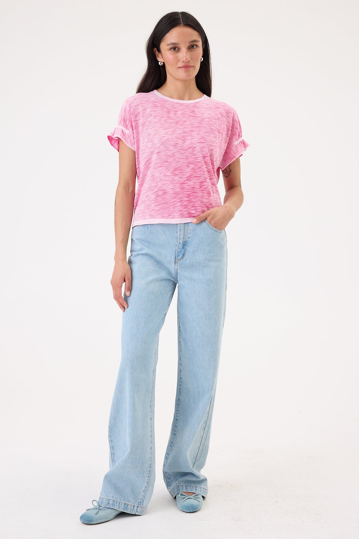 Coastal Sunwash Puff & Ruffle Sleeve Tee