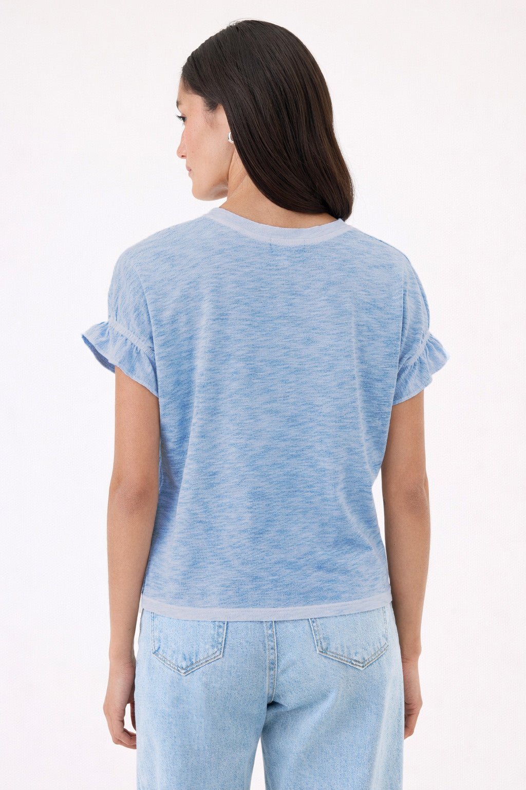Coastal Sunwash Puff & Ruffle Sleeve Tee - Goldie LeWinter #color_sea - limited edition