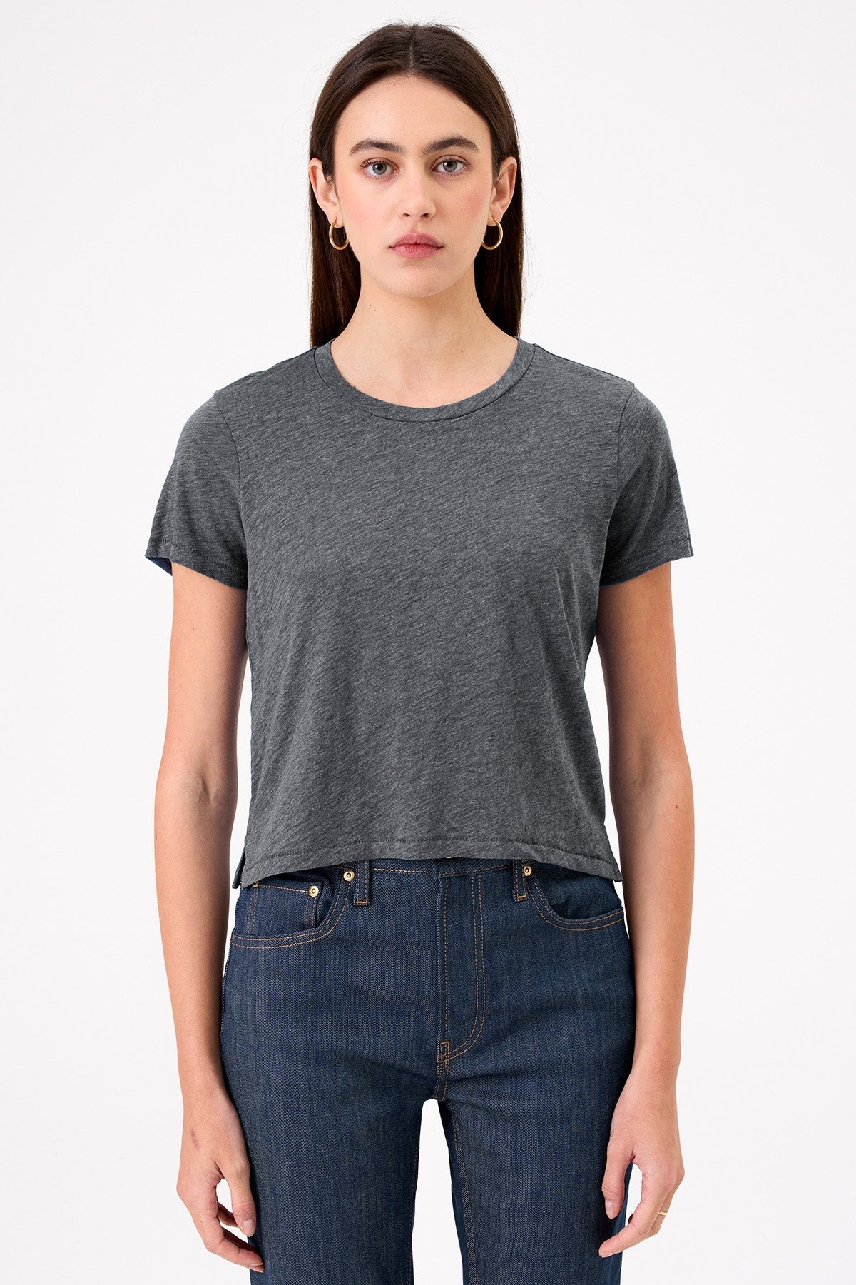 Cropped Boy Tee - Goldie LeWinter #color_charcoal heather