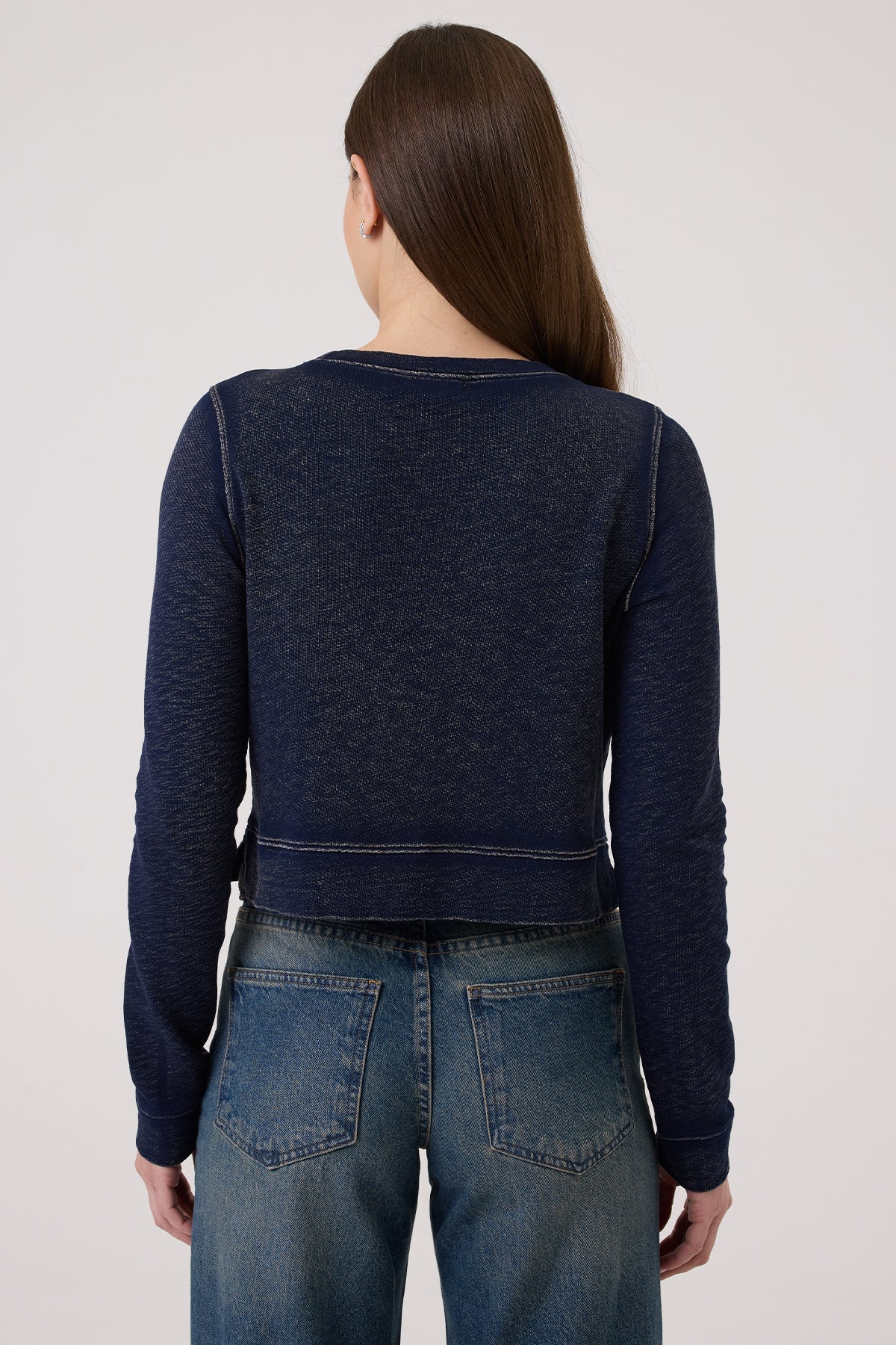 Denim Wash Crop Sweatshirt