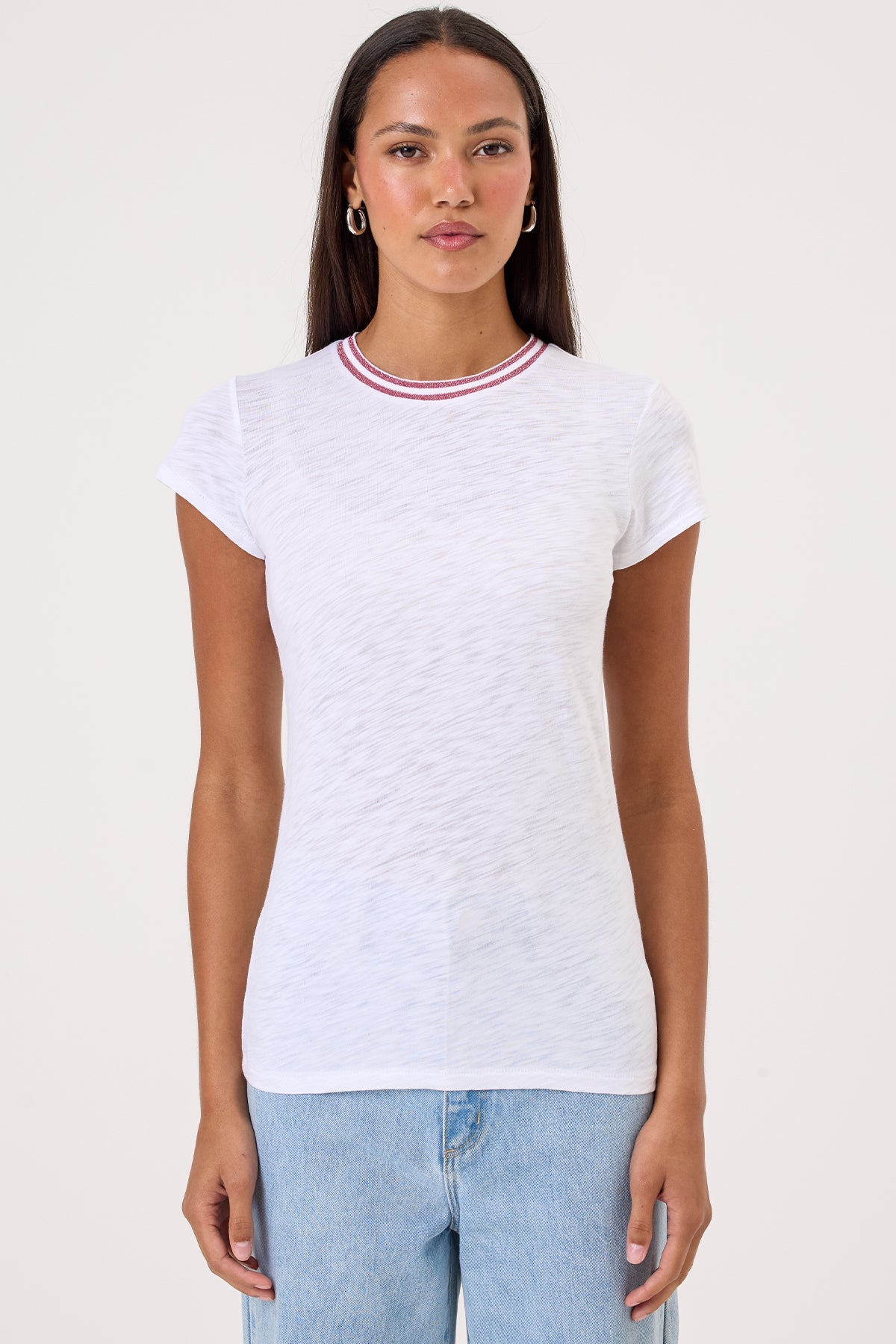 Double Shimmer Tipped Ringer Tee