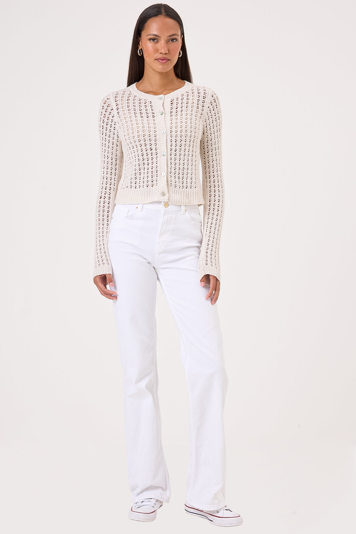 Elise Bouclé Cardigan - Goldie LeWinter #color_white sand