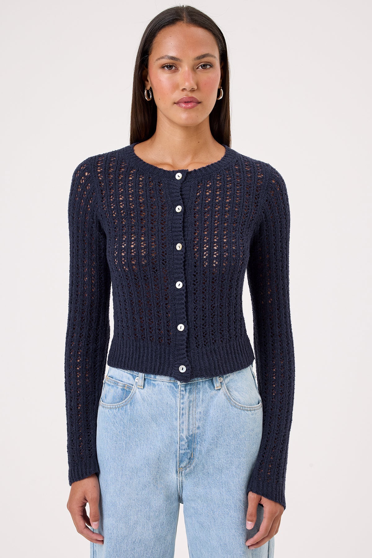 Elise Bouclé Cardigan - Goldie LeWinter #color_navy