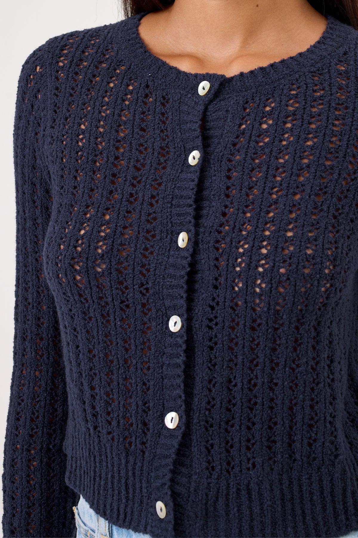 Elise Bouclé Cardigan - Goldie LeWinter #color_navy