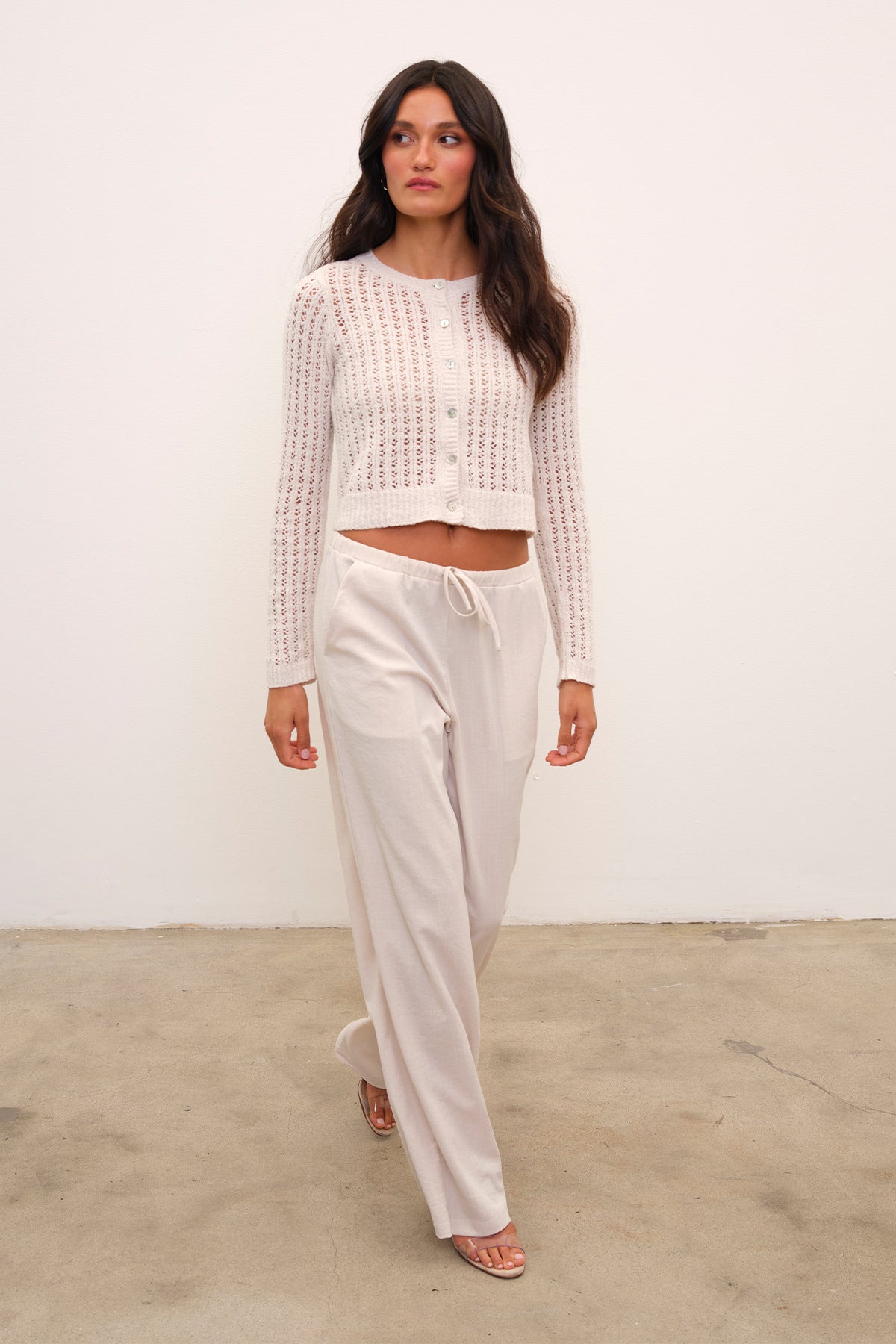 Elise Bouclé Cardigan - Goldie LeWinter #color_white sand