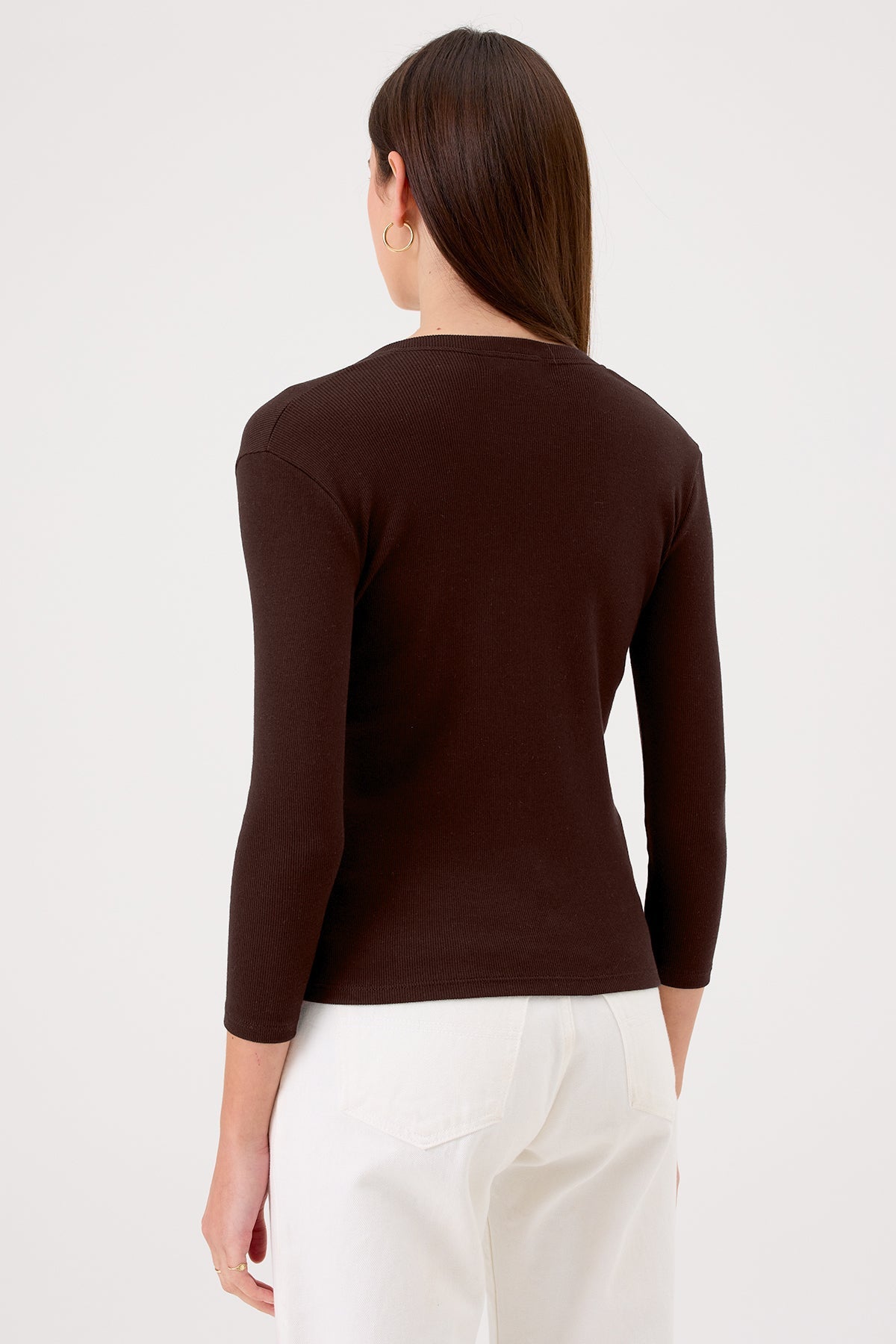 Emily V Neck Top - Goldie LeWinter #color_coffee - limited edition