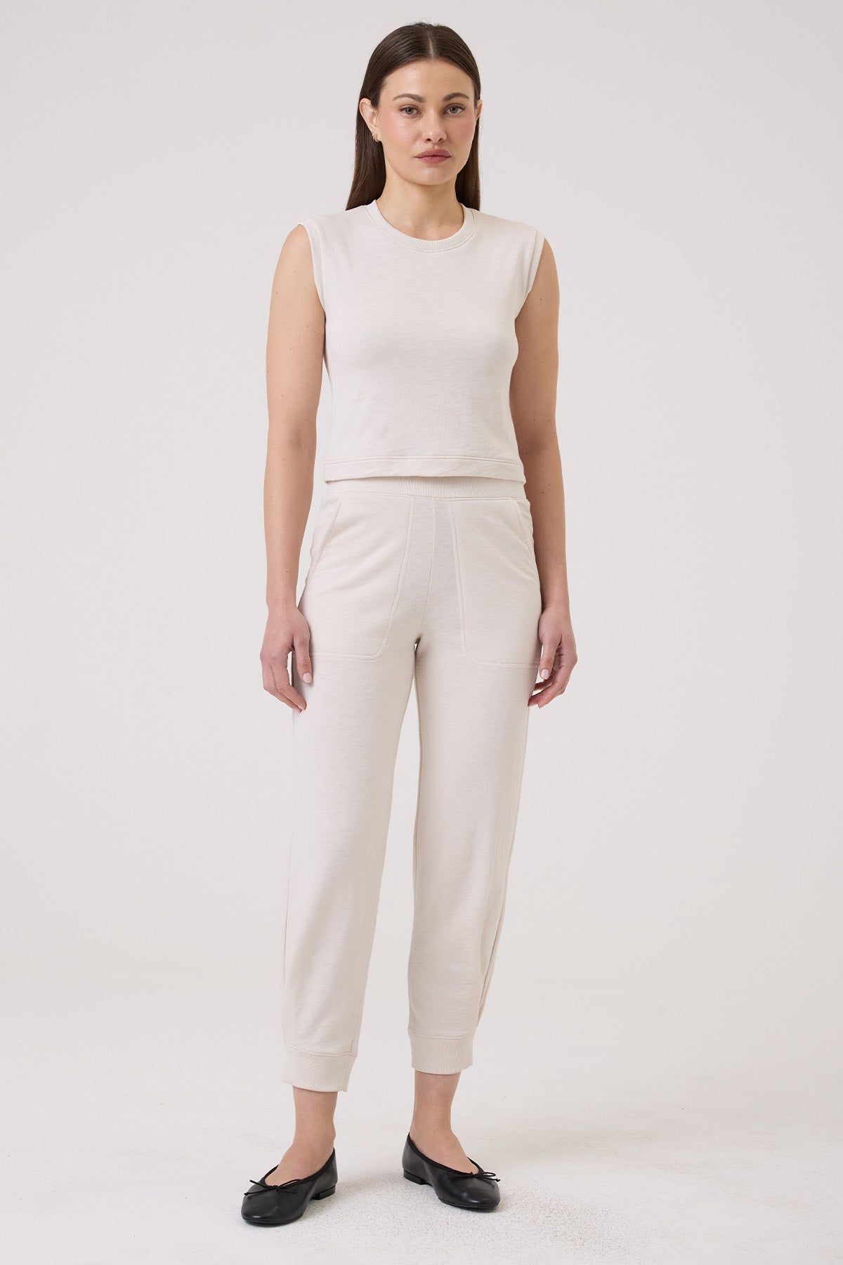 Endless Weekend Sleeveless Sweatshirt - Goldie LeWinter #color_white sand