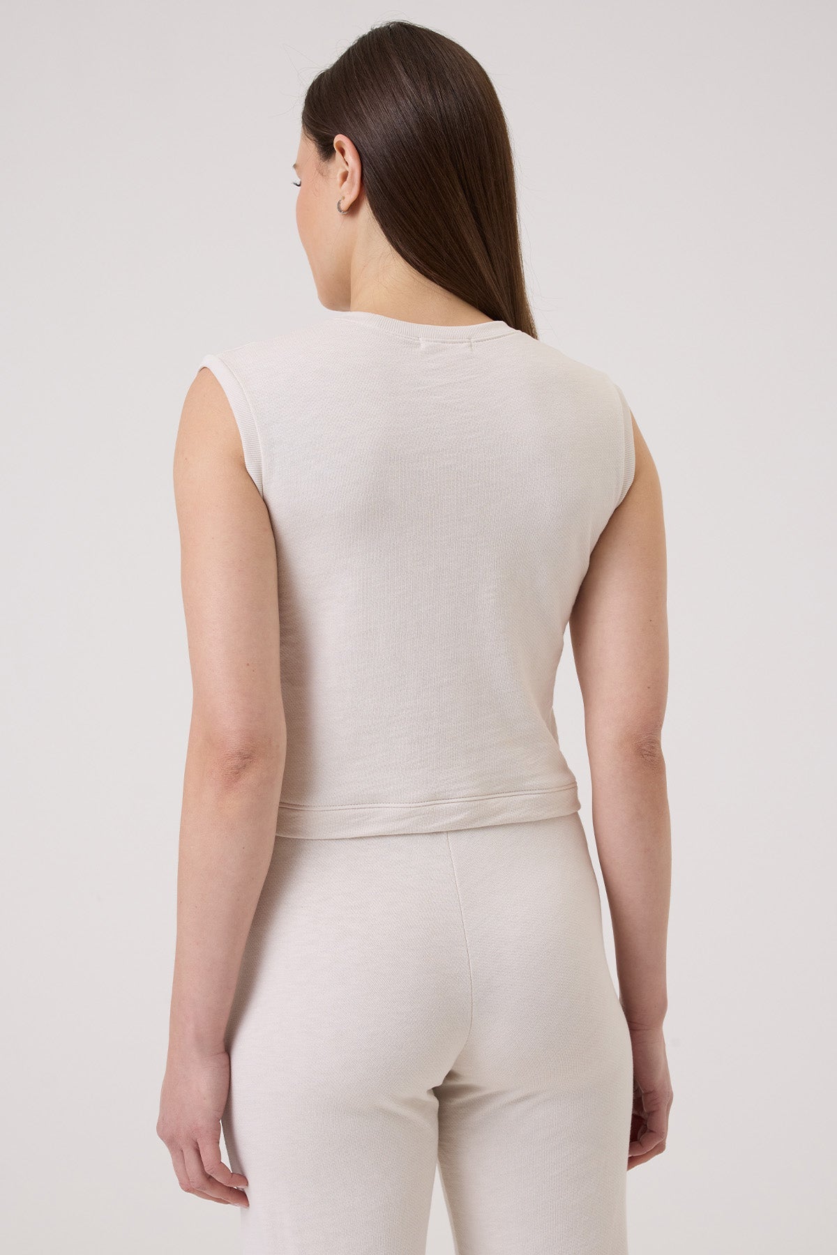 Endless Weekend Sleeveless Sweatshirt - Goldie LeWinter #color_white sand
